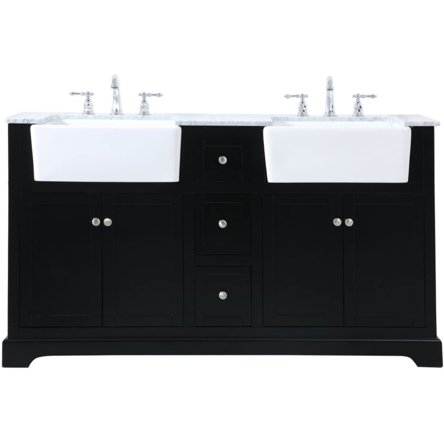 Elegant Decor Franklin 60" Wood Double Bathroom Vanity in Black