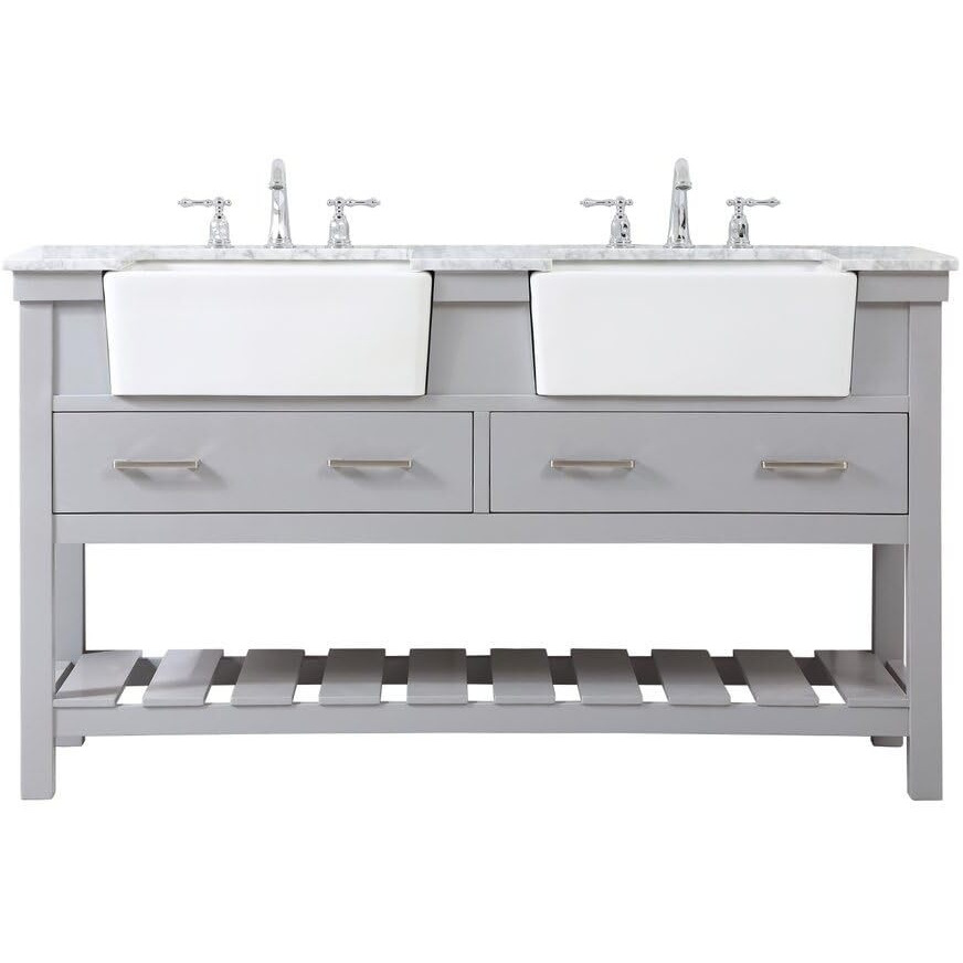 Elegant Decor Clement 60" Wood Double Bathroom Vanity in Black