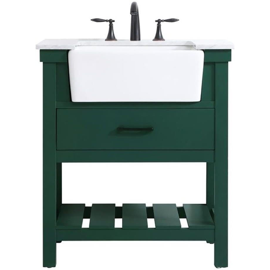 Elegant Decor Clement 30" Wood Single Bathroom Vanity in Green