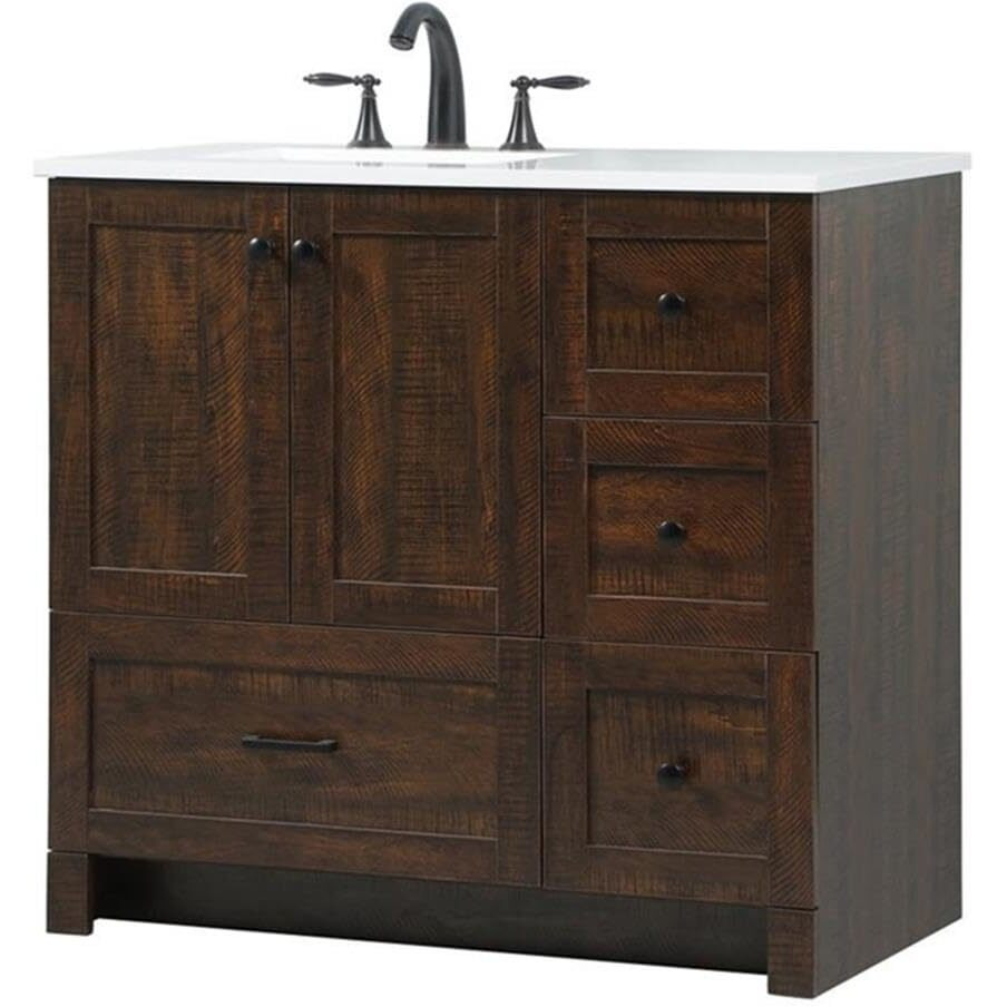 Elegant Decor Soma 36" Aluminum MDF Single Bathroom Vanity in Expresso