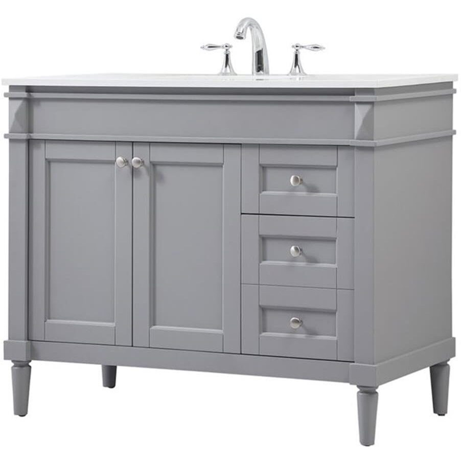 Elegant Decor Indoor Modern Under Sink Bathroom Fixtures Storage Organizer Cabinet 42 inch Single Bathroom Vanity - Grey