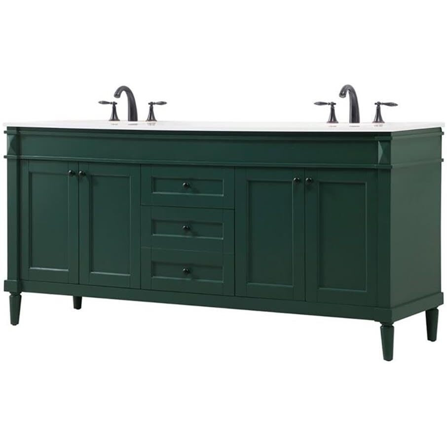 Elegant Decor Indoor Modern Under Sink Bathroom Fixtures Storage Organizer Cabinet 72 inch Double Bathroom Vanity - Green