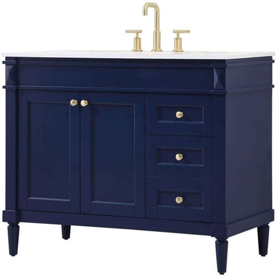 Elegant Decor Indoor Modern Under Sink Bathroom Fixtures Storage Organizer Cabinet 42 inch Single Bathroom Vanity - Blue