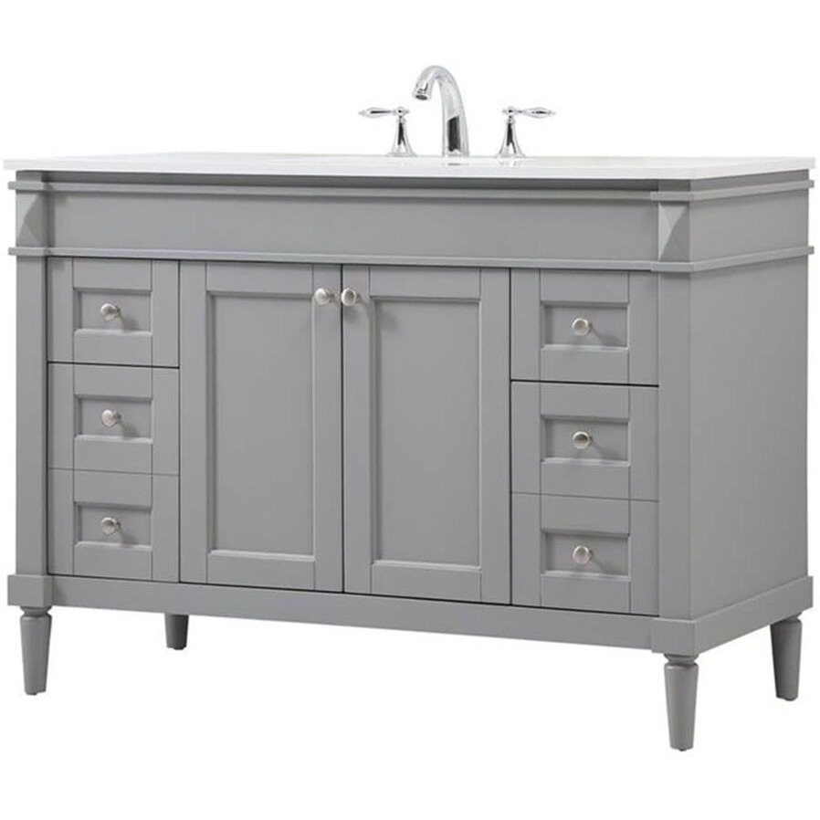 Elegant Decor Indoor Modern Under Sink Bathroom Fixtures Storage Organizer Cabinet 48 inch Single Bathroom Vanity - Grey