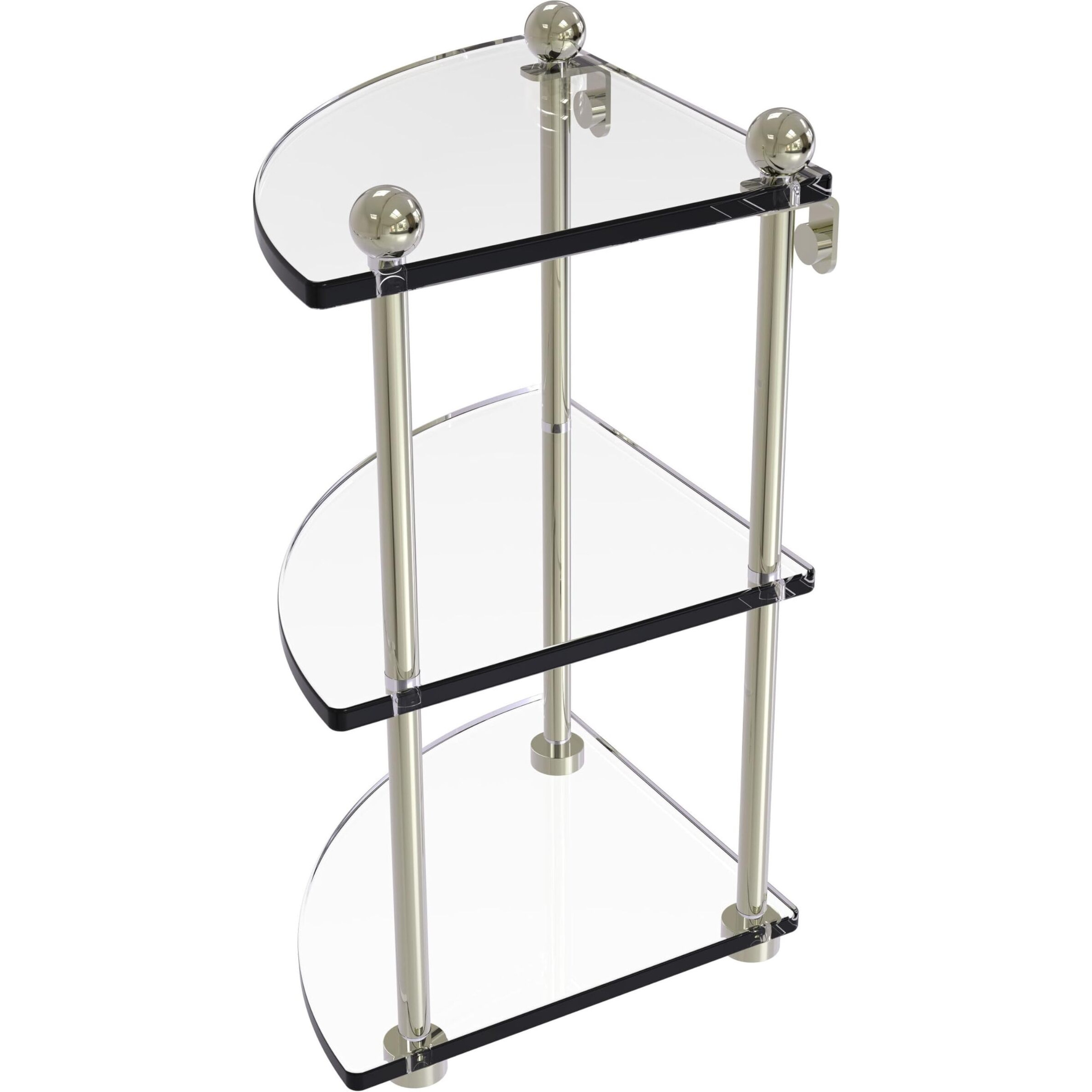 Allied Brass PR-6-PNI Three Tier Corner Glass Shelf, Polished Nickel