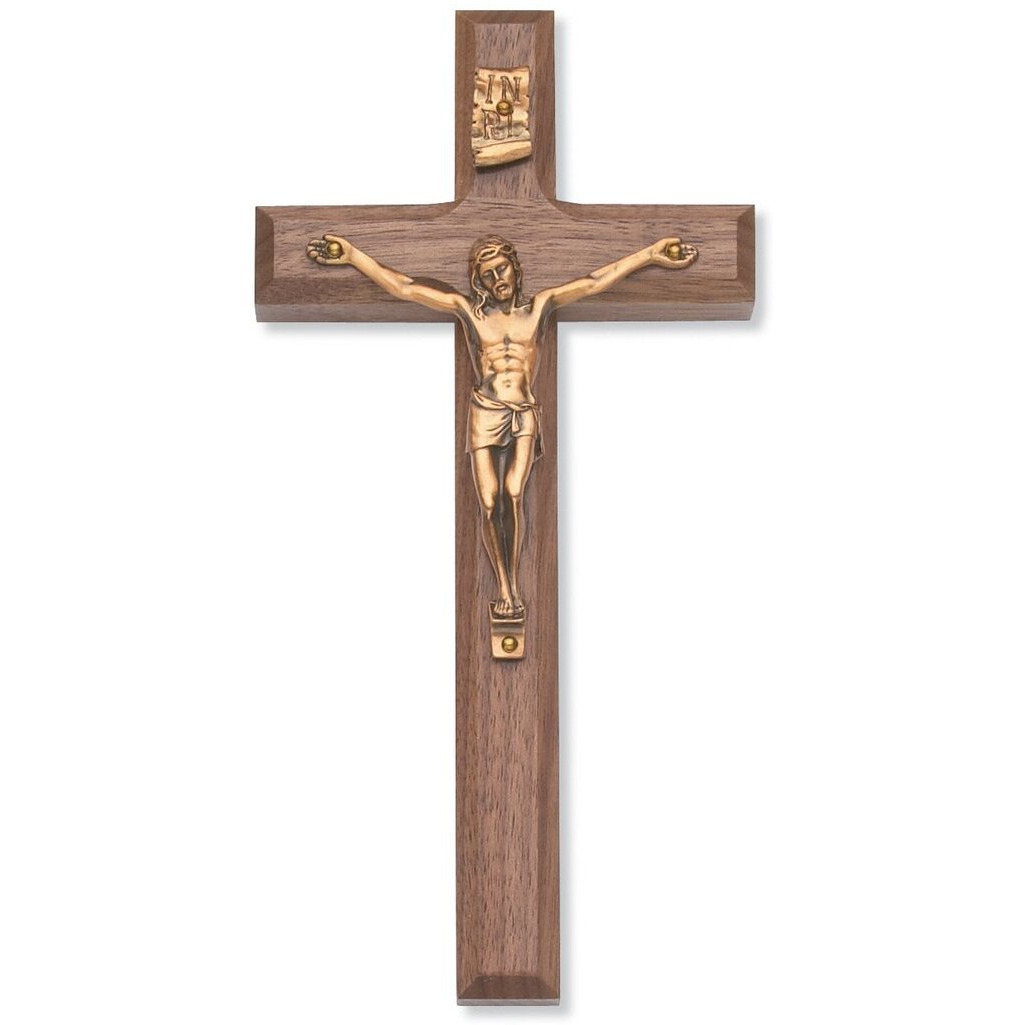 McVan Inc. 8" Beveled Walnut Crucifix - Dcor Gift Religious 80-01-MCVAN