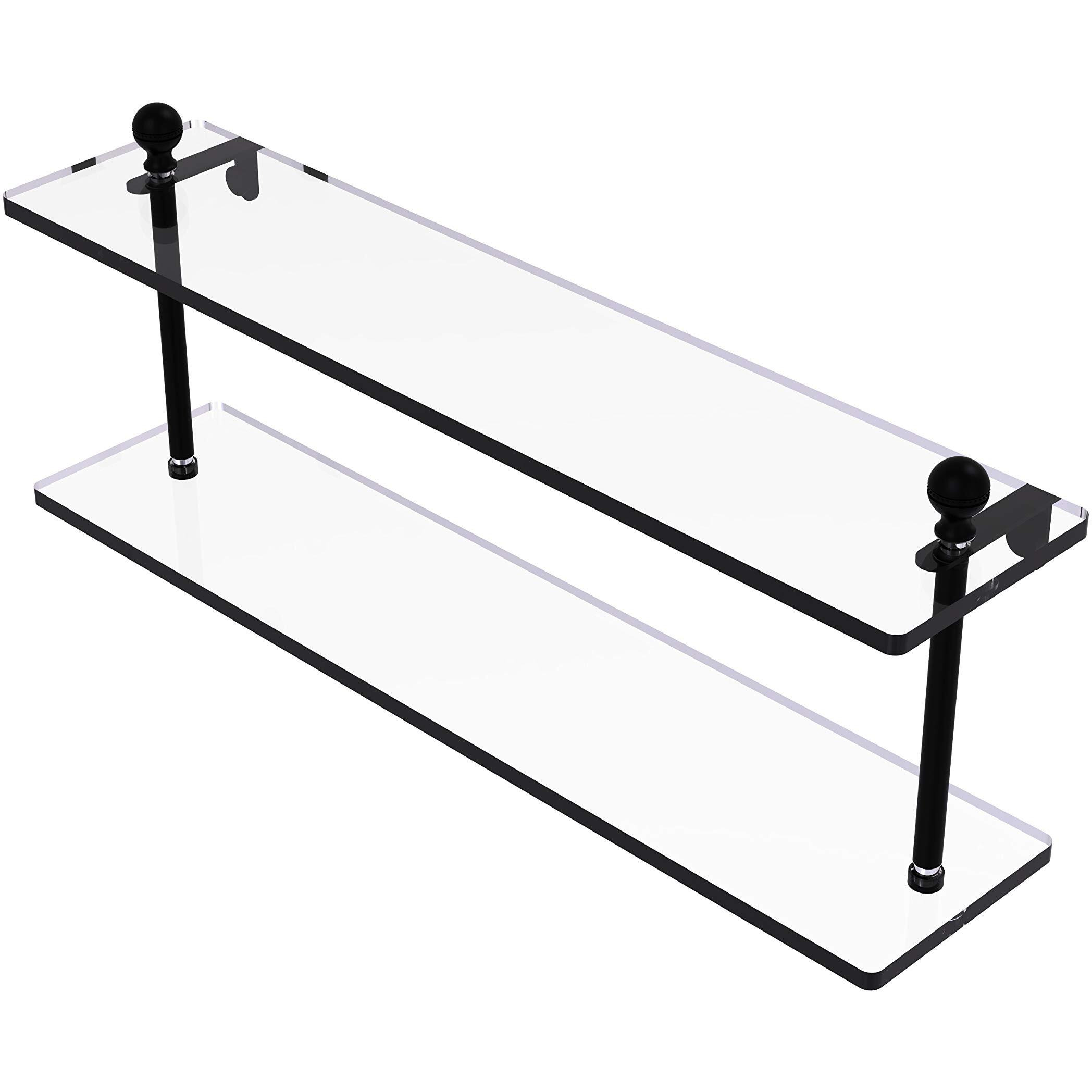 Allied Brass MA-2/22 Mambo Collection 22 Inch Two Tiered Glass Shelf, Matte Black