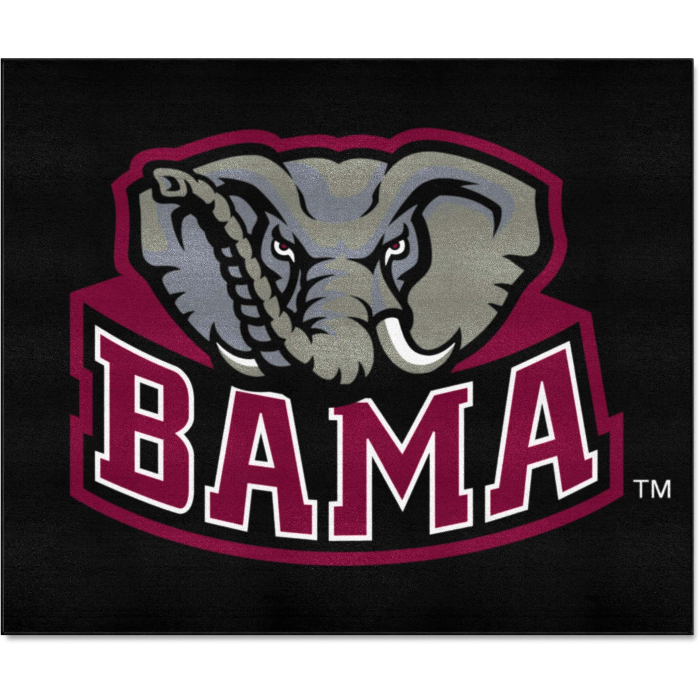 FANMATS 3758 Alabama Crimson Tide Tailgater Rug - 5ft. x 6ft. Sports Fan Area Rug, Home Decor Rug and Tailgating Mat - Elephant Logo, Black