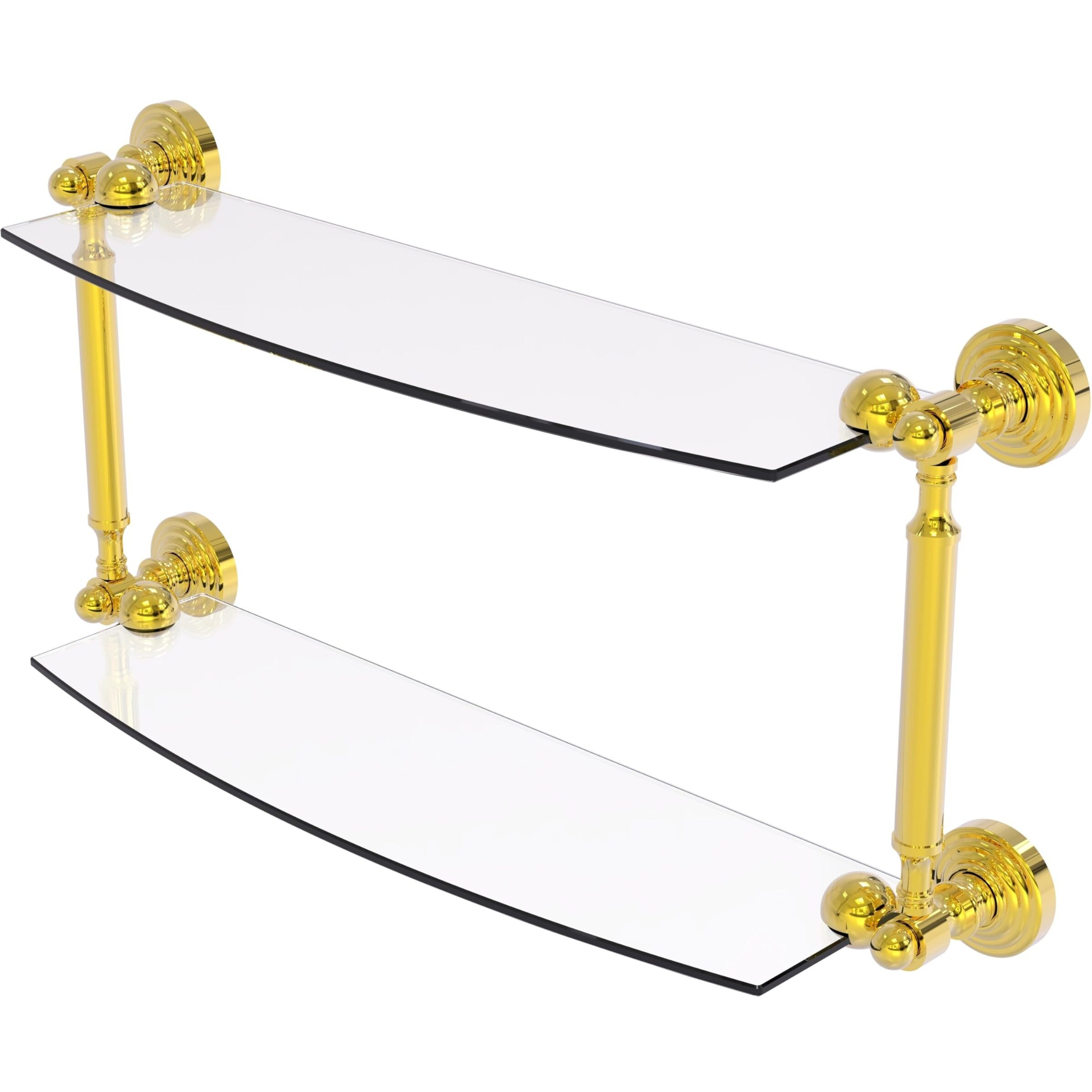 Allied Brass WP-34/18-PB Waverly Place Collection 18 Inch Two Tiered Glass Shelf, Polished Brass