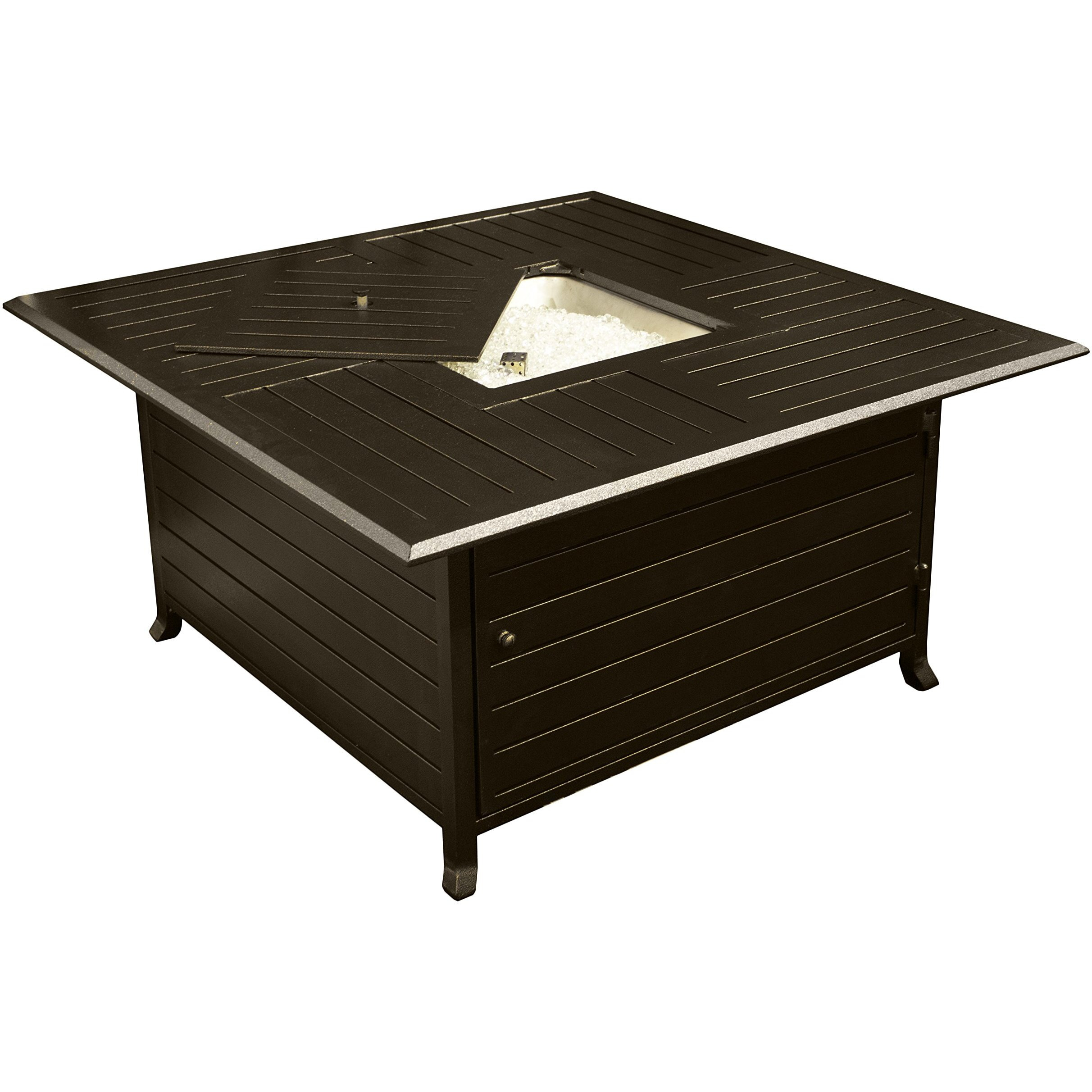 Hiland HIL-FP-1108 42,000 BTU Aluminum Propane Fire Pit, Large, Bronze