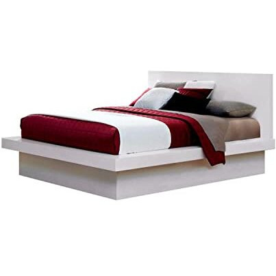Jessica Queen Platform Bed with Rail Seating White