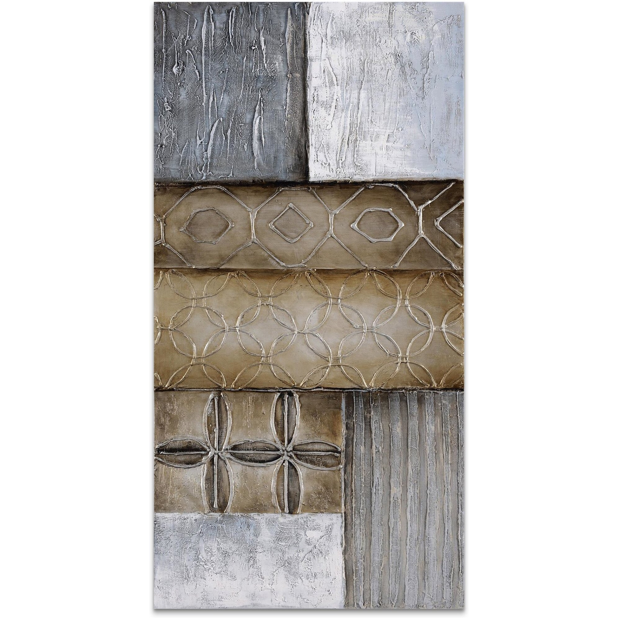 Empire Art Direct &quotStacked 1" Original Textured Metallic Oil Painting by Martin Edwards, 60" x 30"