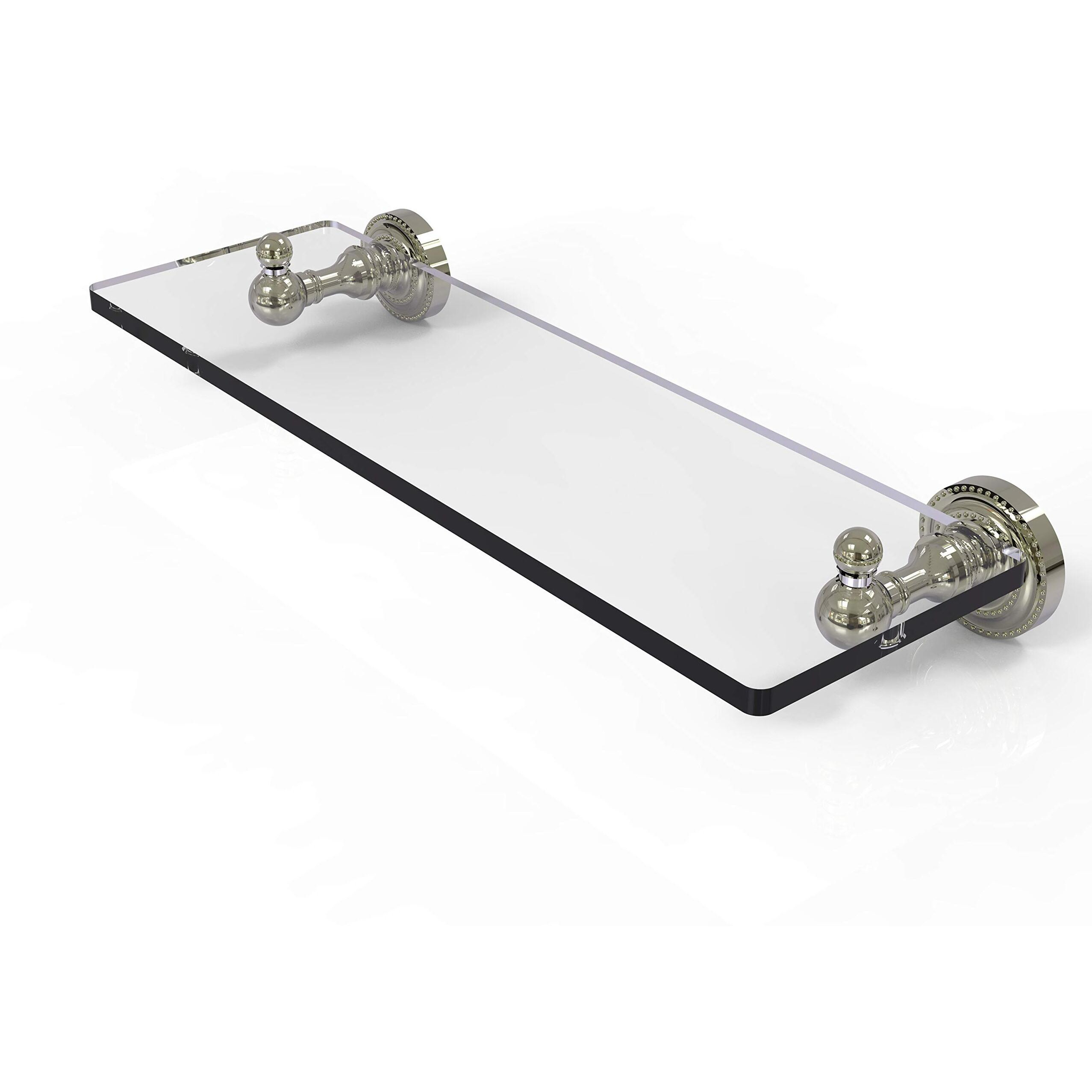 Allied Brass DT-1/16-PNI Dottingham Collection 16 Inch Single Glass Shelf, 16-Inch, Polished Nickel