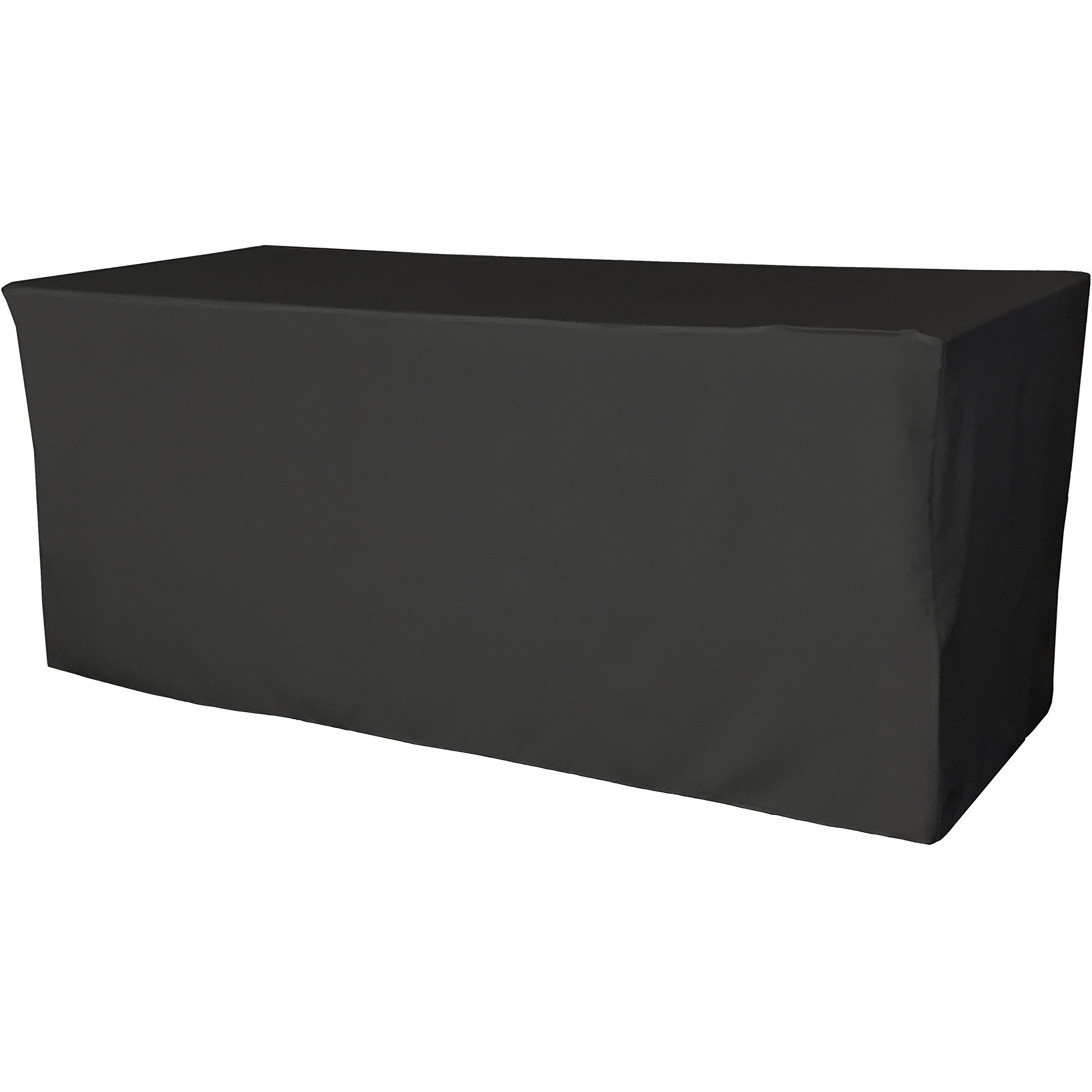 LA Linen Polyester Poplin Fitted Tablecloth 72&quotL x 24&quotW x 30&quotH, Black