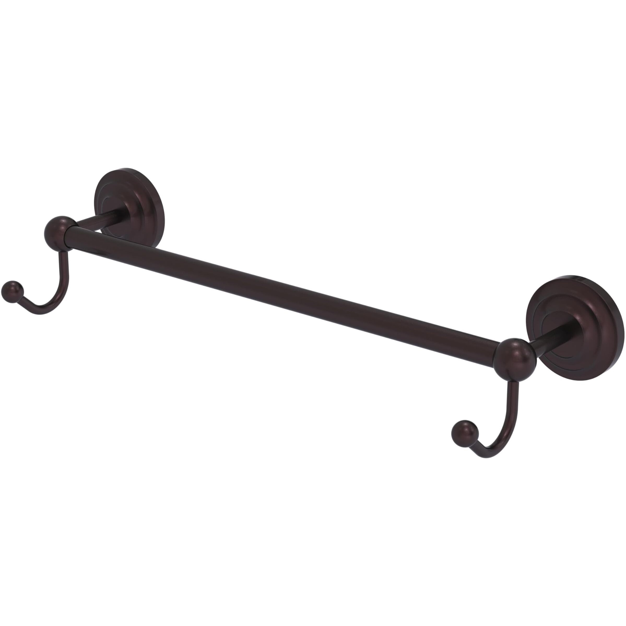 Allied Brass PQN-41-24-HK Prestige Que Collection 24 Inch Integrated Hooks Towel Bar, 24", Antique Bronze