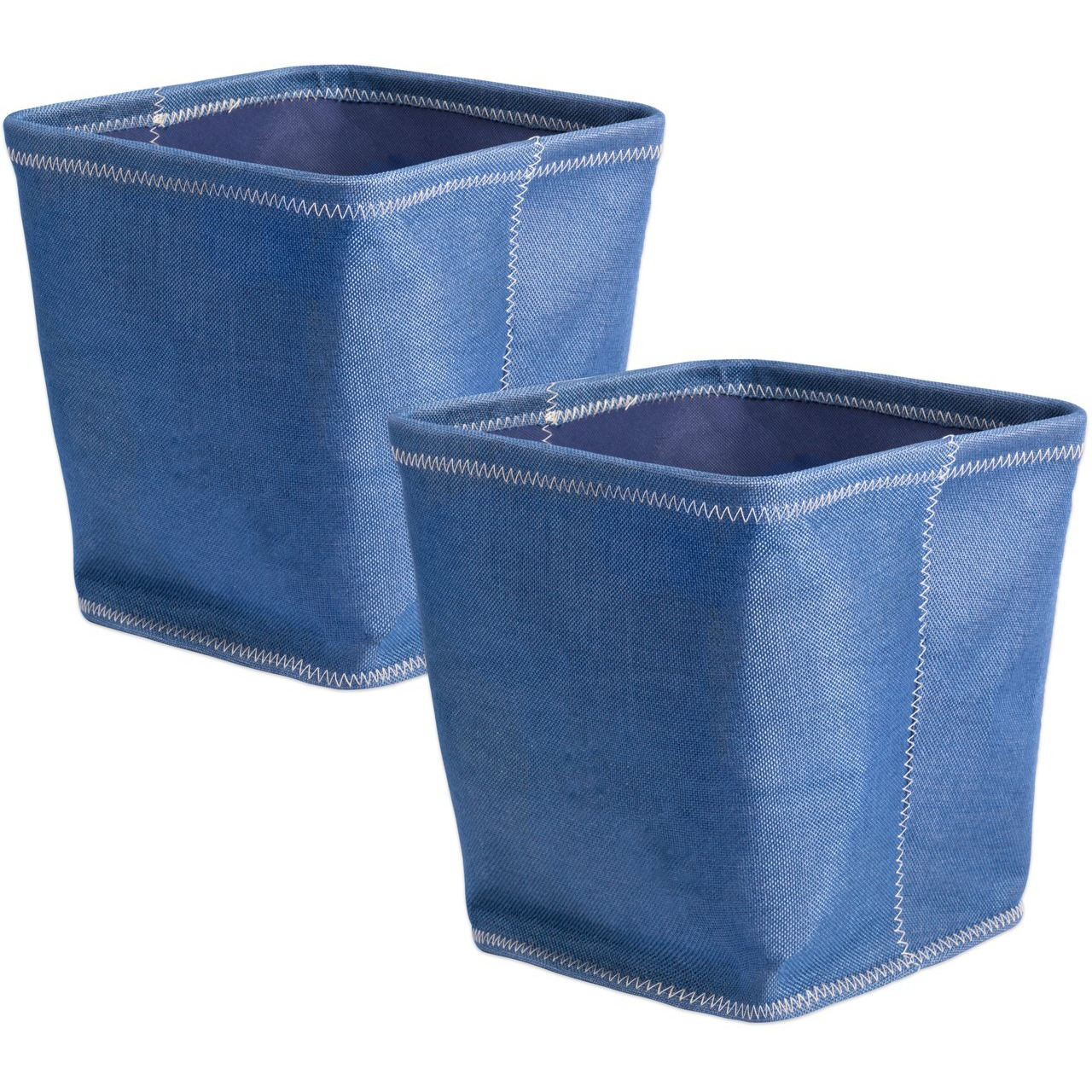 DII Variegated Trapezoid Storage Bin, Zig Zag Stitch, Blue, Small