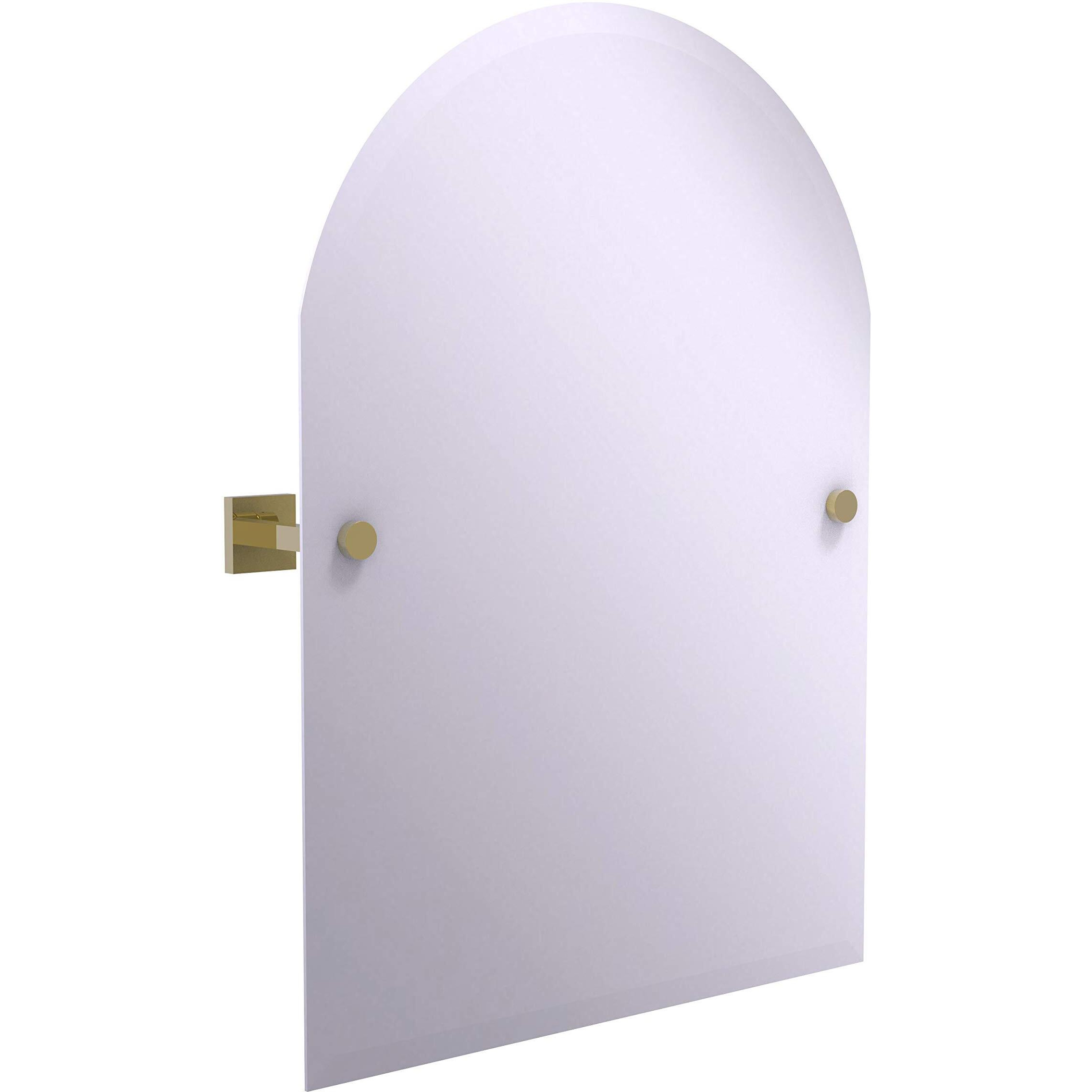 Allied Brass Montero Collection Contemporary Frameless Arched Top Tilt Beveled Edge Wall Mirror, Unlacquered Brass