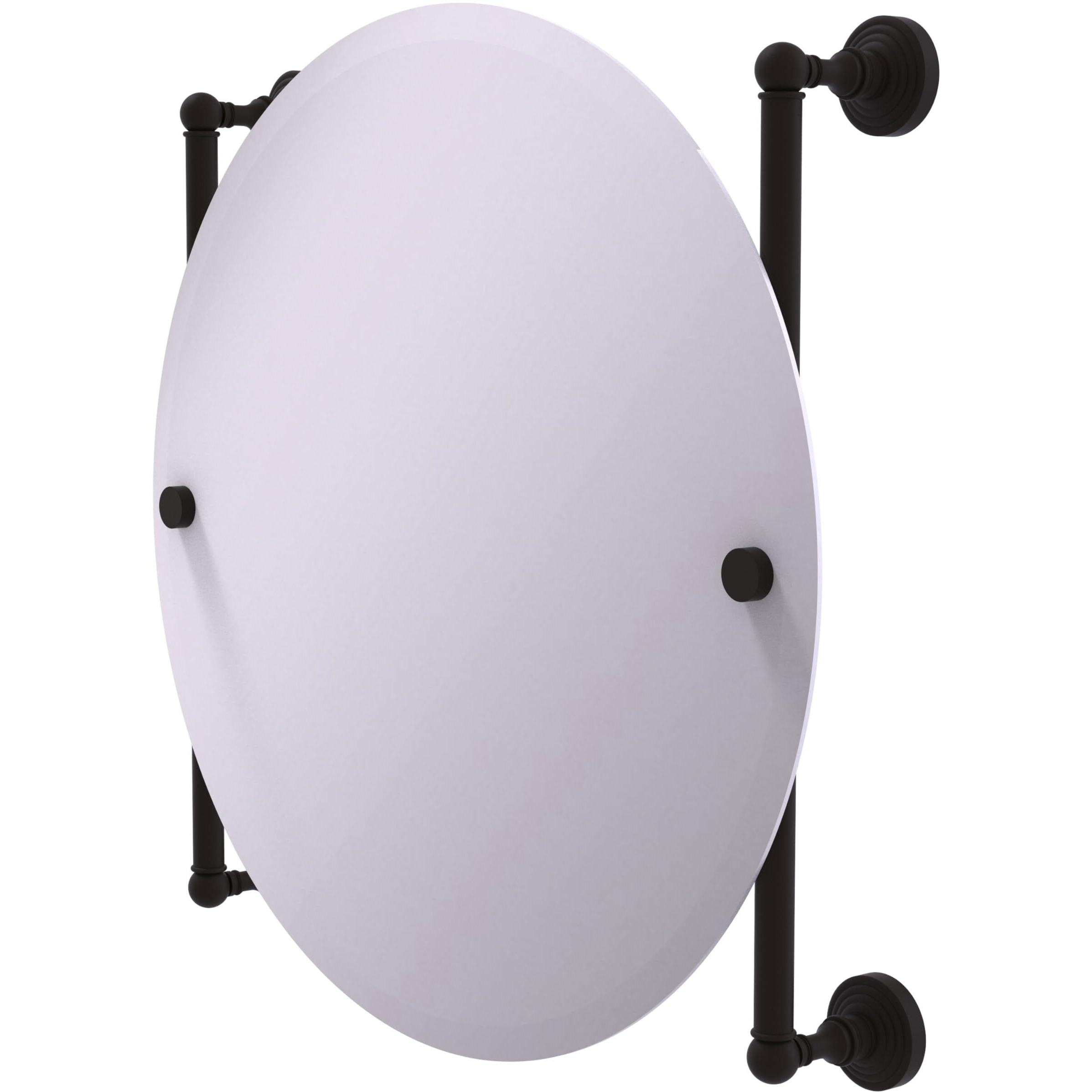 Allied Brass WP-27-90-ORB Waverly Place Collection Round Frameless Rail Mounted Mirror, Oil Rubbed Bronze