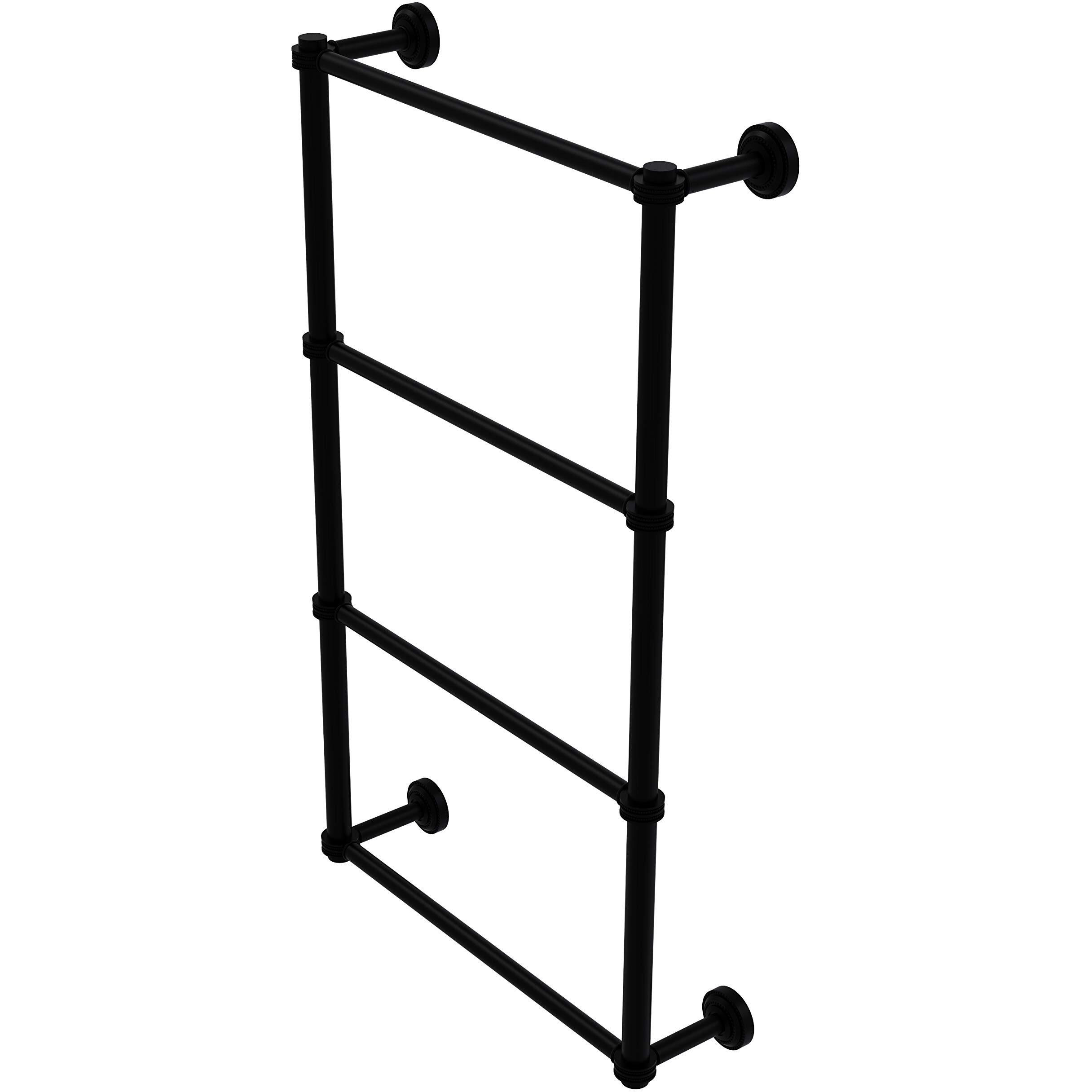 Allied Brass DT-28D-30 Dottingham Collection 4 Tier 30 Inch Ladder Dotted Detail Towel Bar, Matte Black