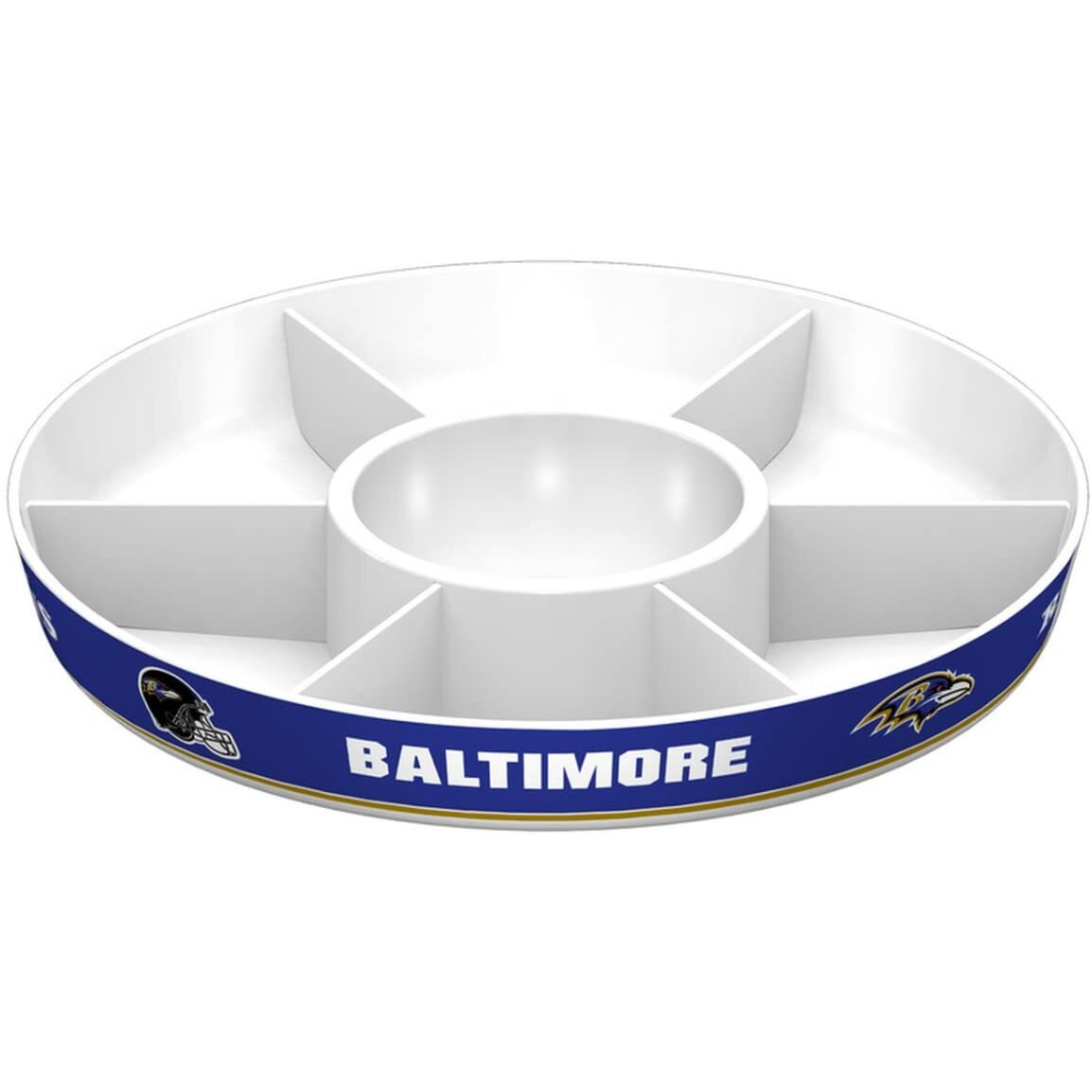 Fremont Die NFL Baltimore Ravens Party Platter, 14.5" Diameter, 14.5" Diameter, White/Team Colors