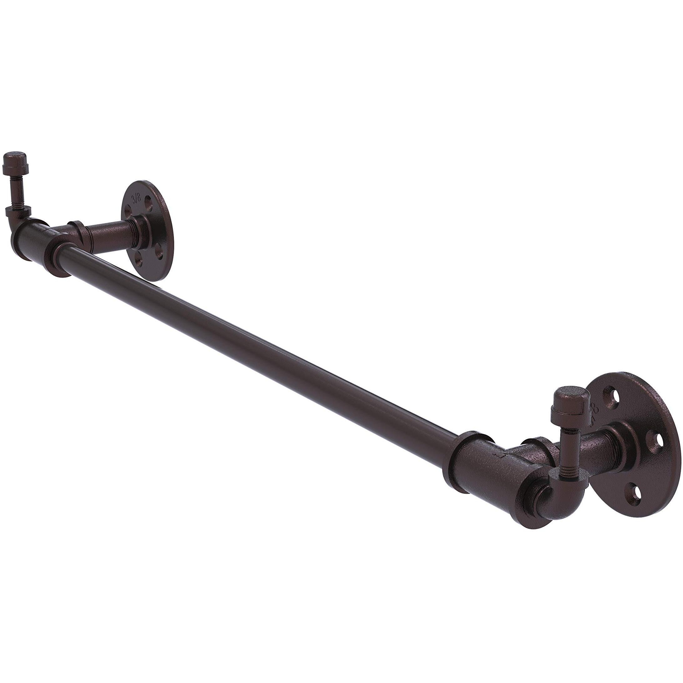 Allied Brass P-250-24-TBHK Pipeline Collection 24 Inch Integrated Hooks Towel Bar, 24", Antique Bronze