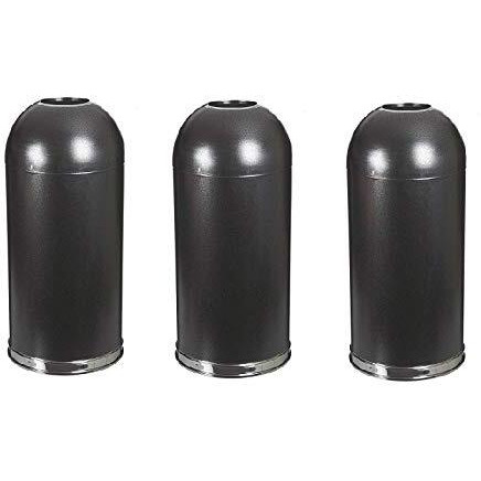 Witt Industries 415DTBK Steel 15-Gallon Standard Open Top Indoor Waste Receptacle with Galvanized Liner, Round, 15" Diameter x 35" Height, Black (Set of 3)