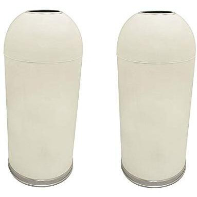 Witt Industries 415DTAL Steel 15-Gallon Standard Open Top Indoor Waste Receptacle with Galvanized Liner, Round, 15" Diameter x 35" Height, Almond (Set of 2)