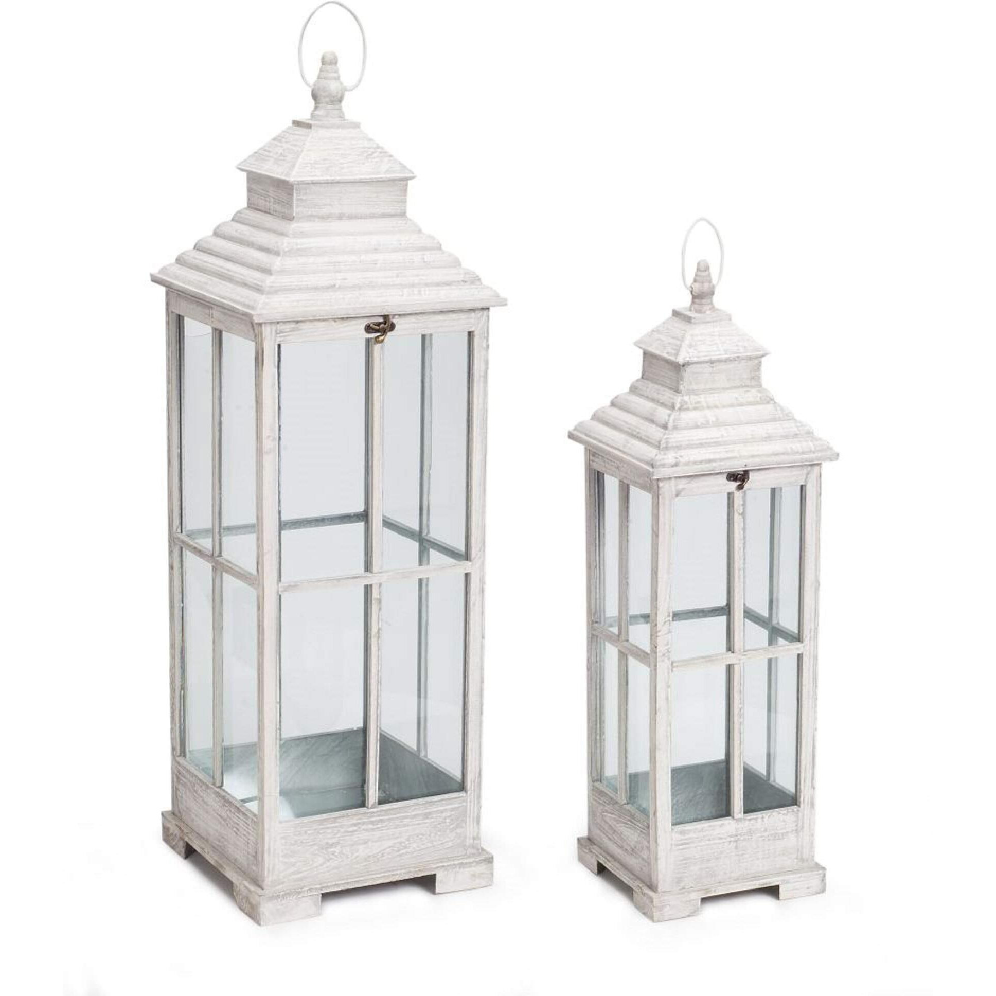 Melrose Lantern (Set of 2) 27.5" H, 38" H Wood