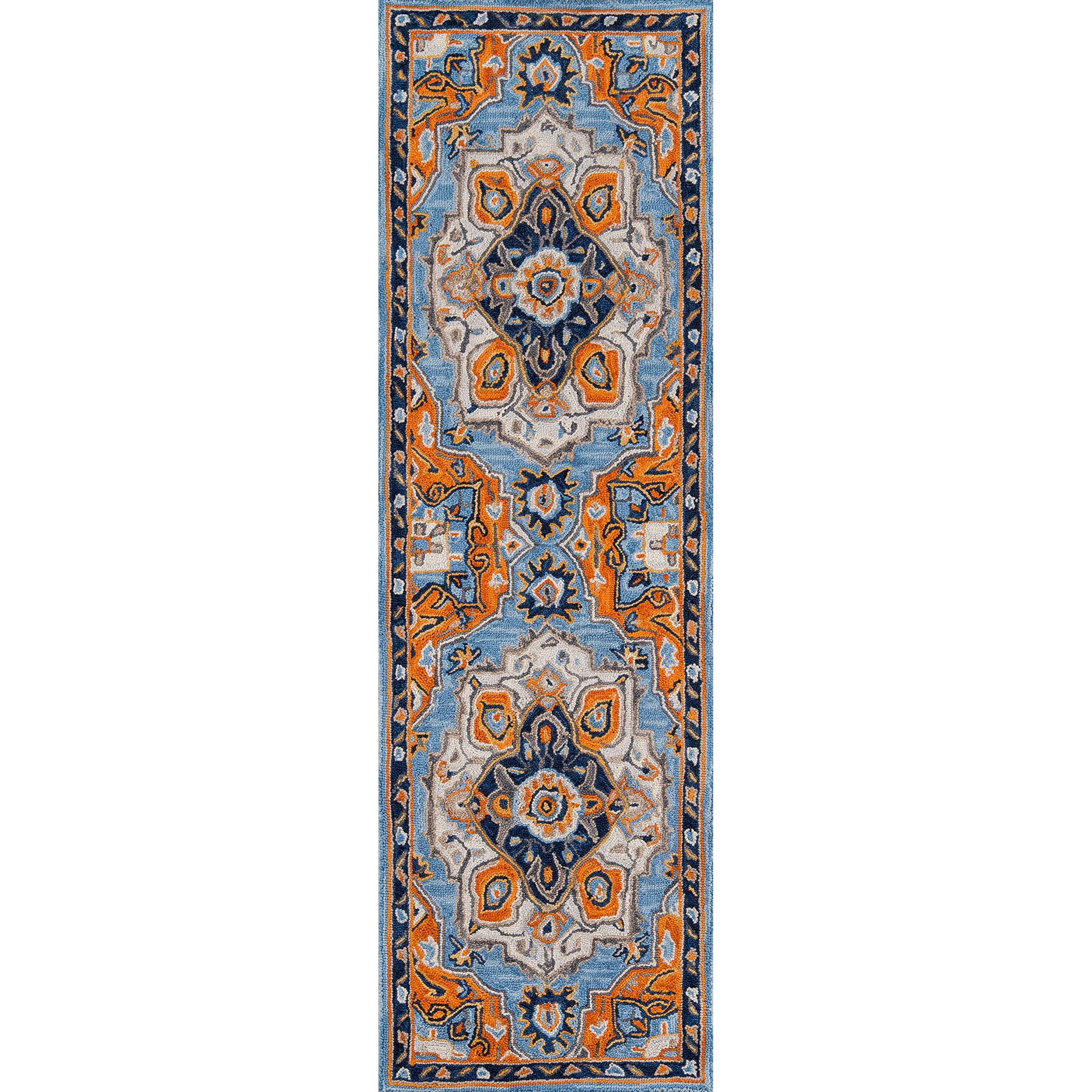 Momeni Ibiza Wool Area Rug, 2'3" X 7'10" Runner, Blue