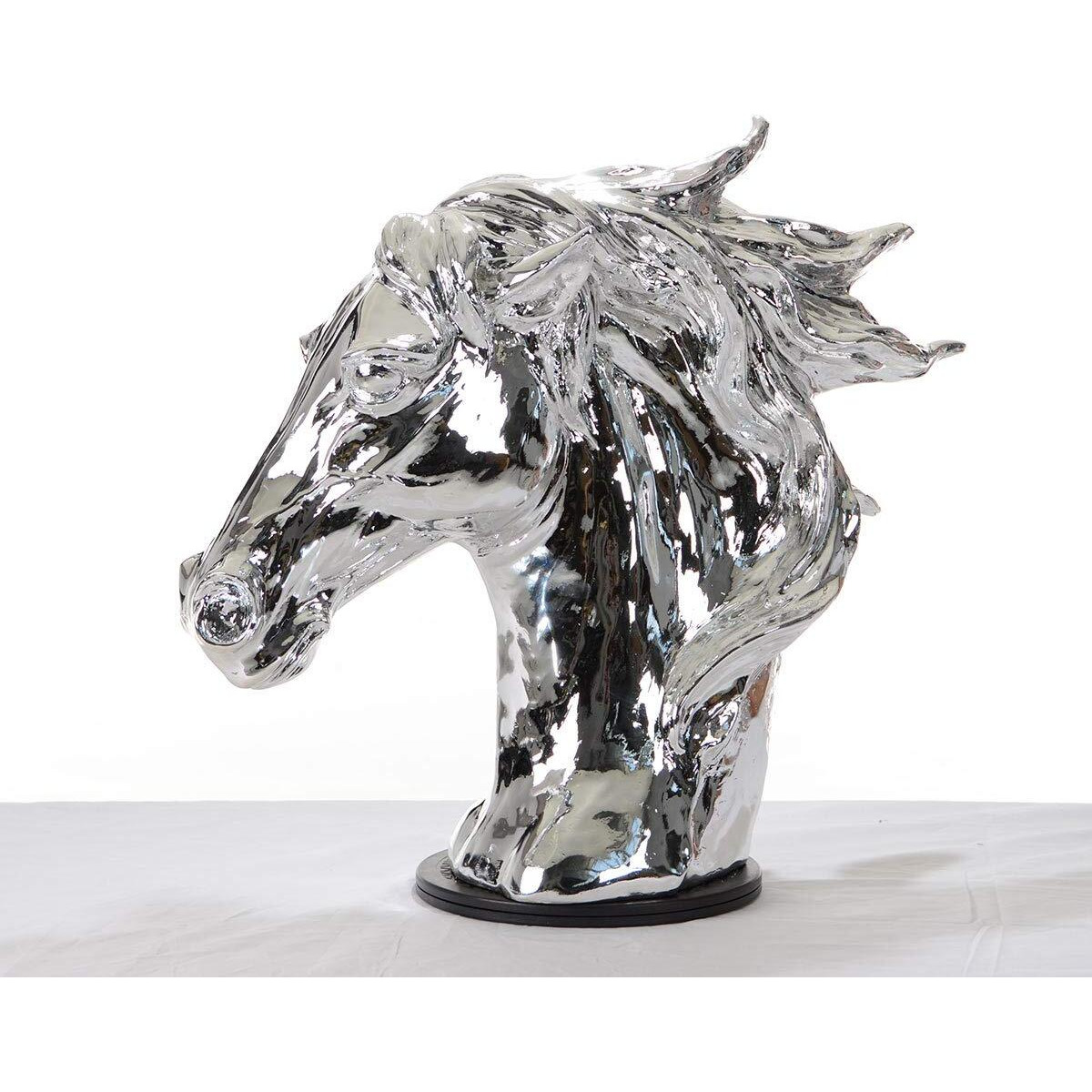 HomeRoots Modern Silver Horse Head Sculpture