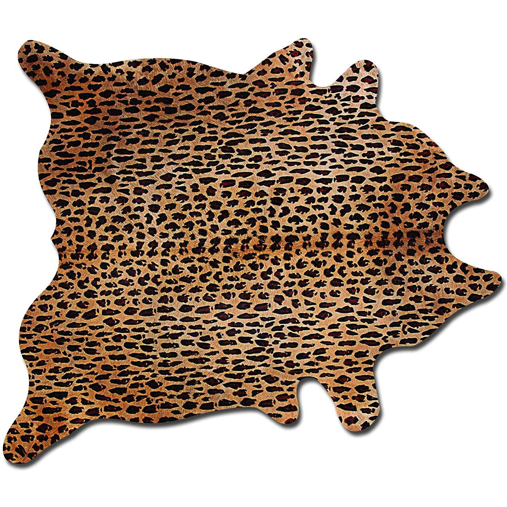 HomeRoots Cowhide, Microsuede 6' X 7' Cowhide Rug - Leopard