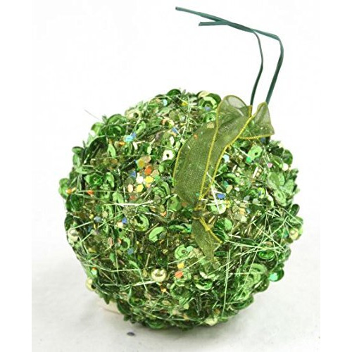 Distinctive Designs XO-566 80 mm Sequin Ball Ornament44 Green