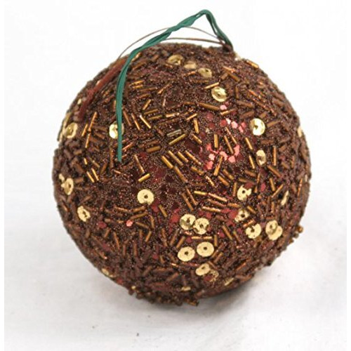 Distinctive Designs XO-570 80 mm Sequin Ball Ornament44 Brown