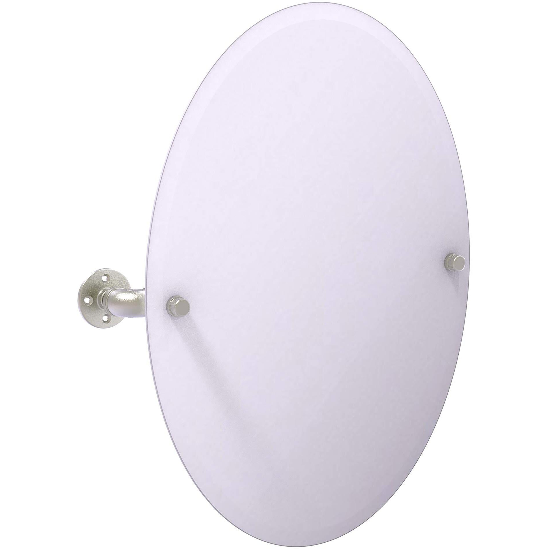 Allied Brass Pipeline Collection Frameless Oval Mounted Tilt Wall Mirror, Satin Nickel
