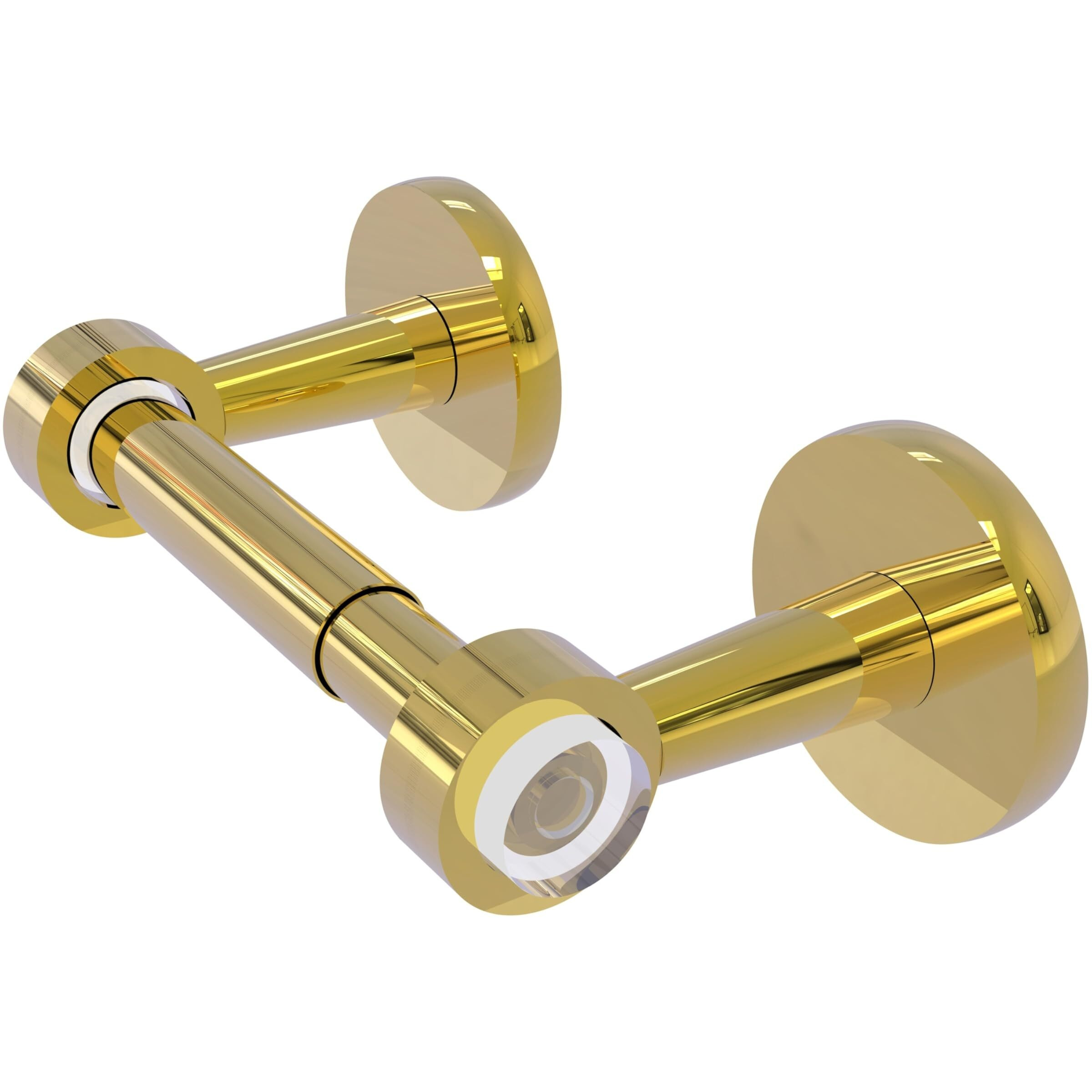 Allied Brass CV-24-PB Clearview Collection Two Post Tissue Toilet Paper Holder, Polished Brass