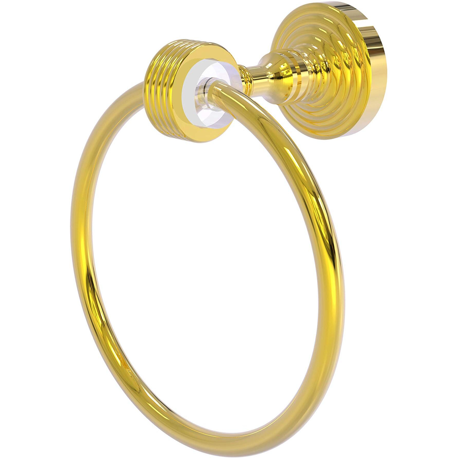 Allied Brass PG-16G Pacific Grove Collection Groovy Accents Towel Ring, Polished Brass