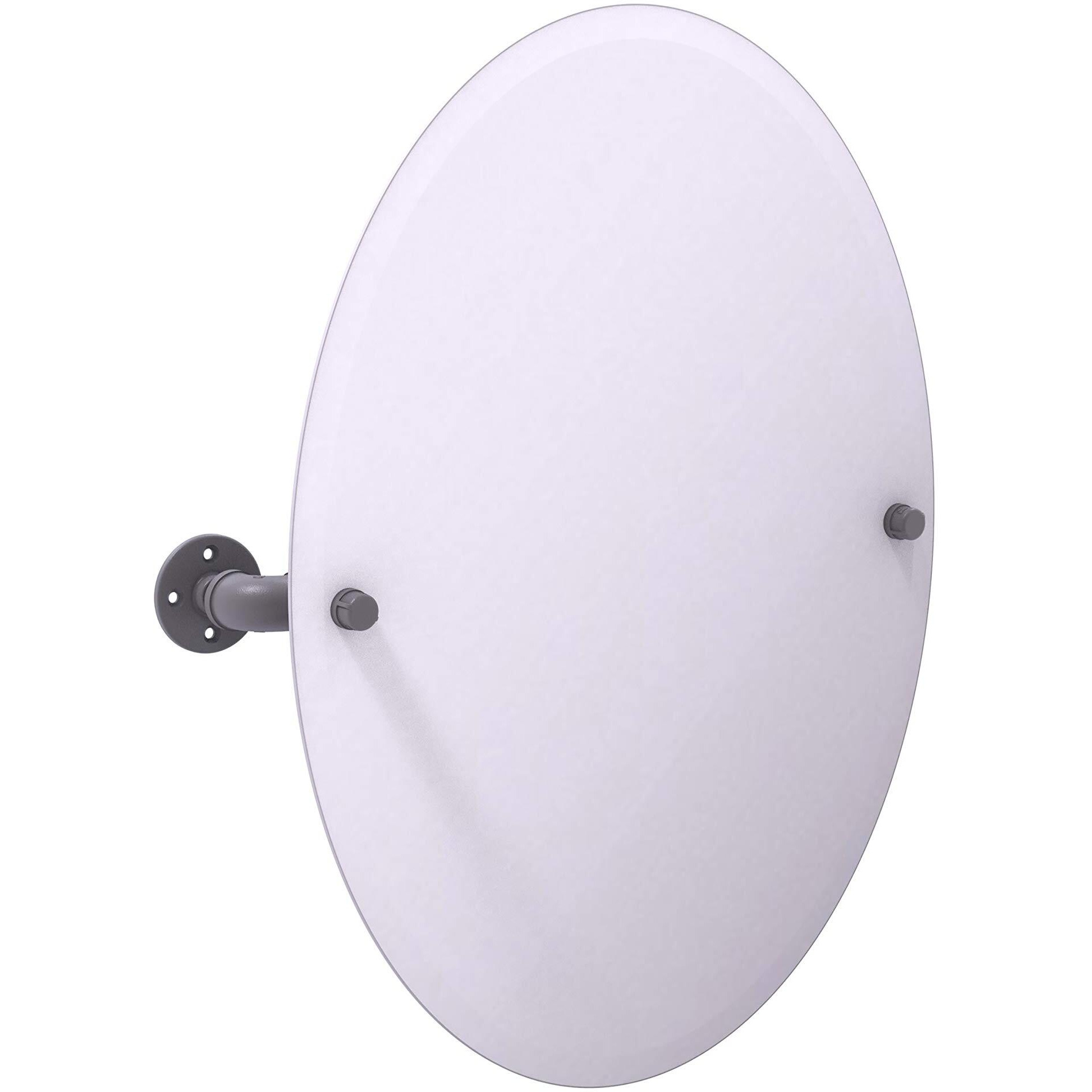 Allied Brass Pipeline Collection Frameless Oval Mounted Tilt Wall Mirror, Matte Gray