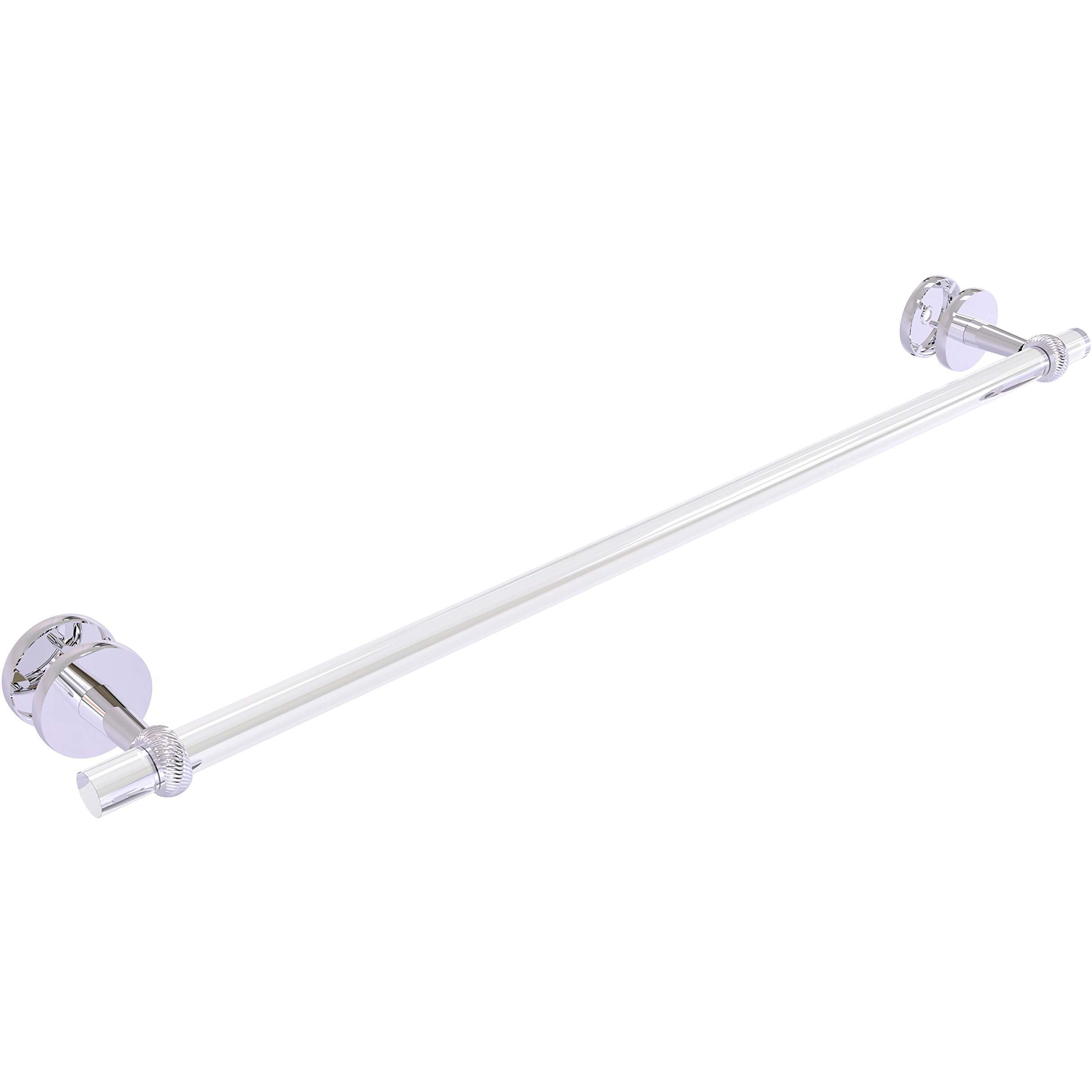 Allied Brass CV-41T-SM-30 Clearview Collection 30 Inch Twisted Accents Shower Door Towel Bar, Polished Chrome