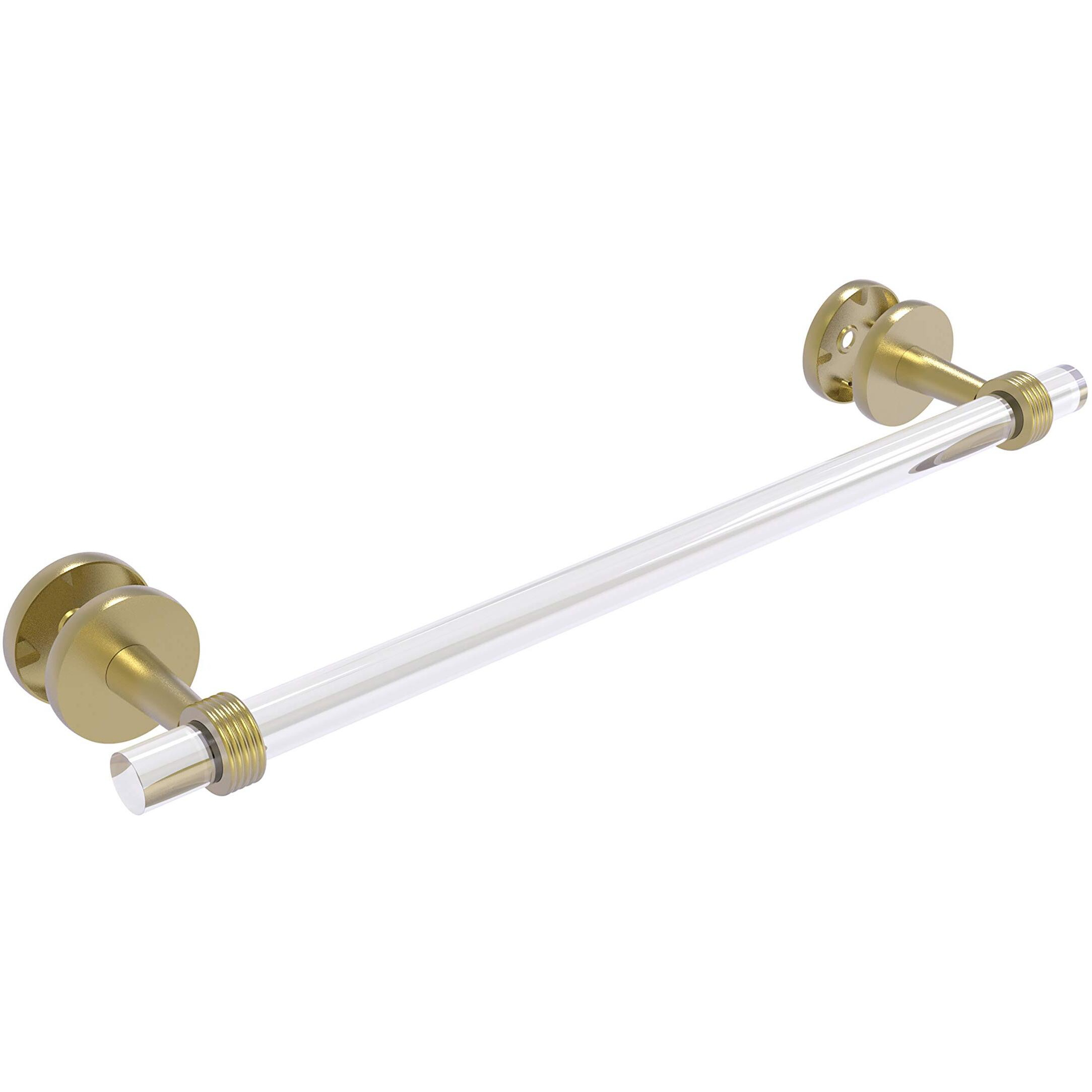 Allied Brass CV-41G-SM-18 Clearview Collection 18 Inch Groovy Accents Shower Door Towel Bar, Satin Brass