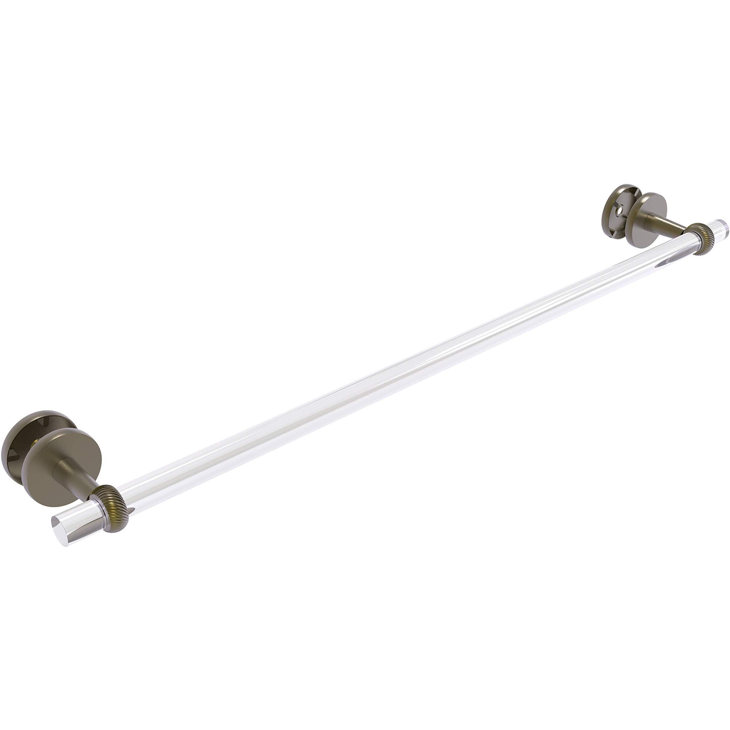 Allied Brass CV-41T-SM-30 Clearview Collection 30 Inch Twisted Accents Shower Door Towel Bar, Antique Brass
