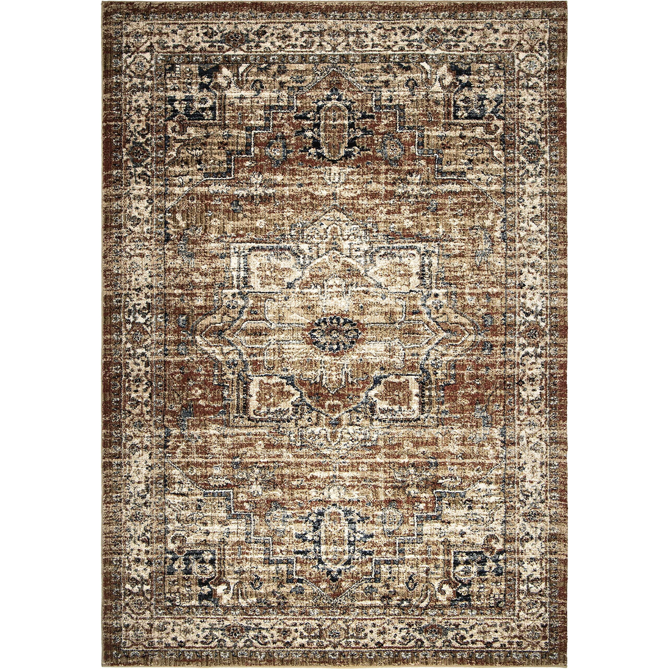 Aria Heriz Medallion Indoor Area Rug - 7'8" x 10'10" Rust, Traditional Vintage-Inspired Design, Stain-Resistant, Easy to Clean, Durable Rug for Living Room, or Bedroom Home Decor