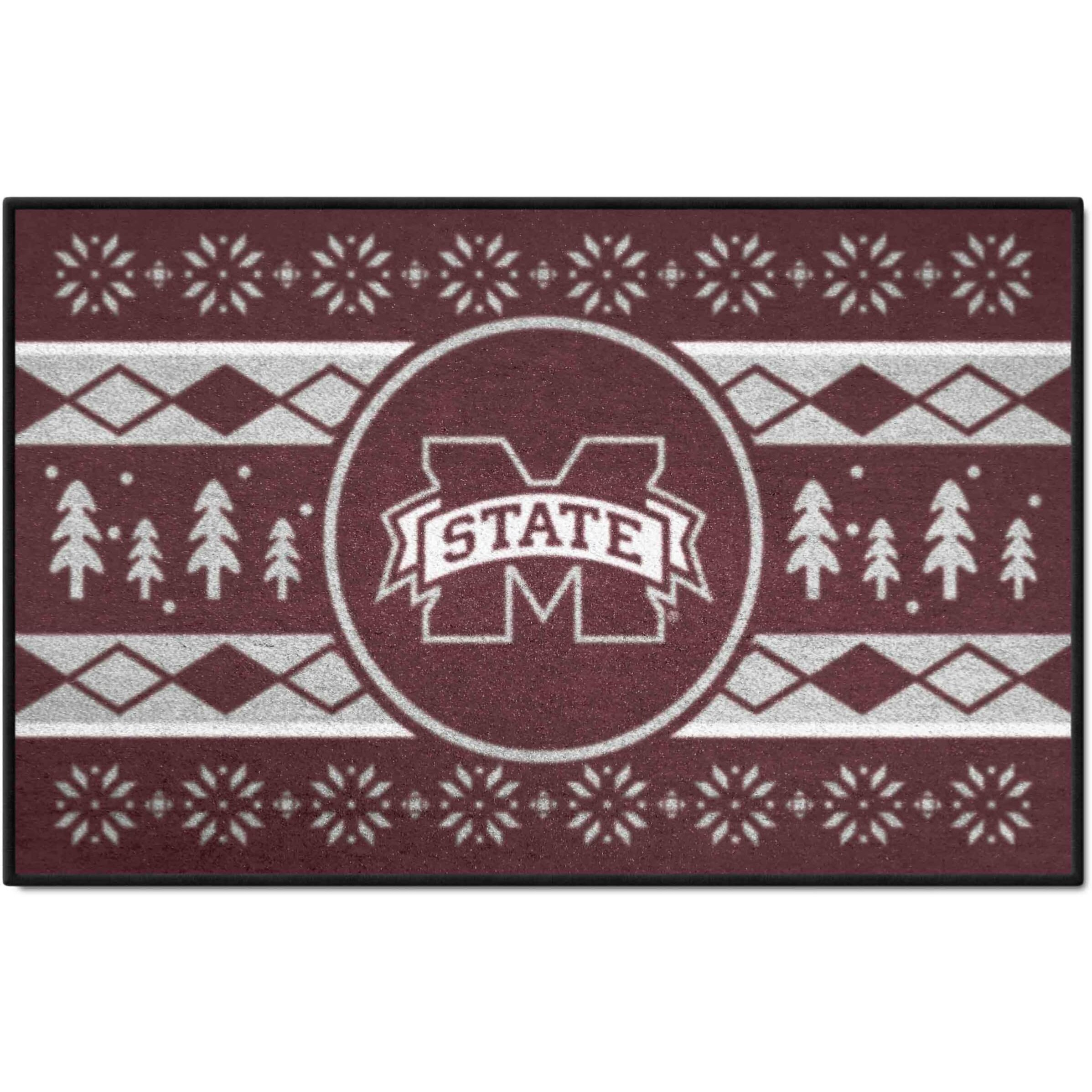 FANMATS 25813 NCAA - Mississippi State Bulldogs Holiday Sweater Starter Mat Accent Rug - 19in. x 30in. | Sports Fan Home Decor Rug and Tailgating Mat