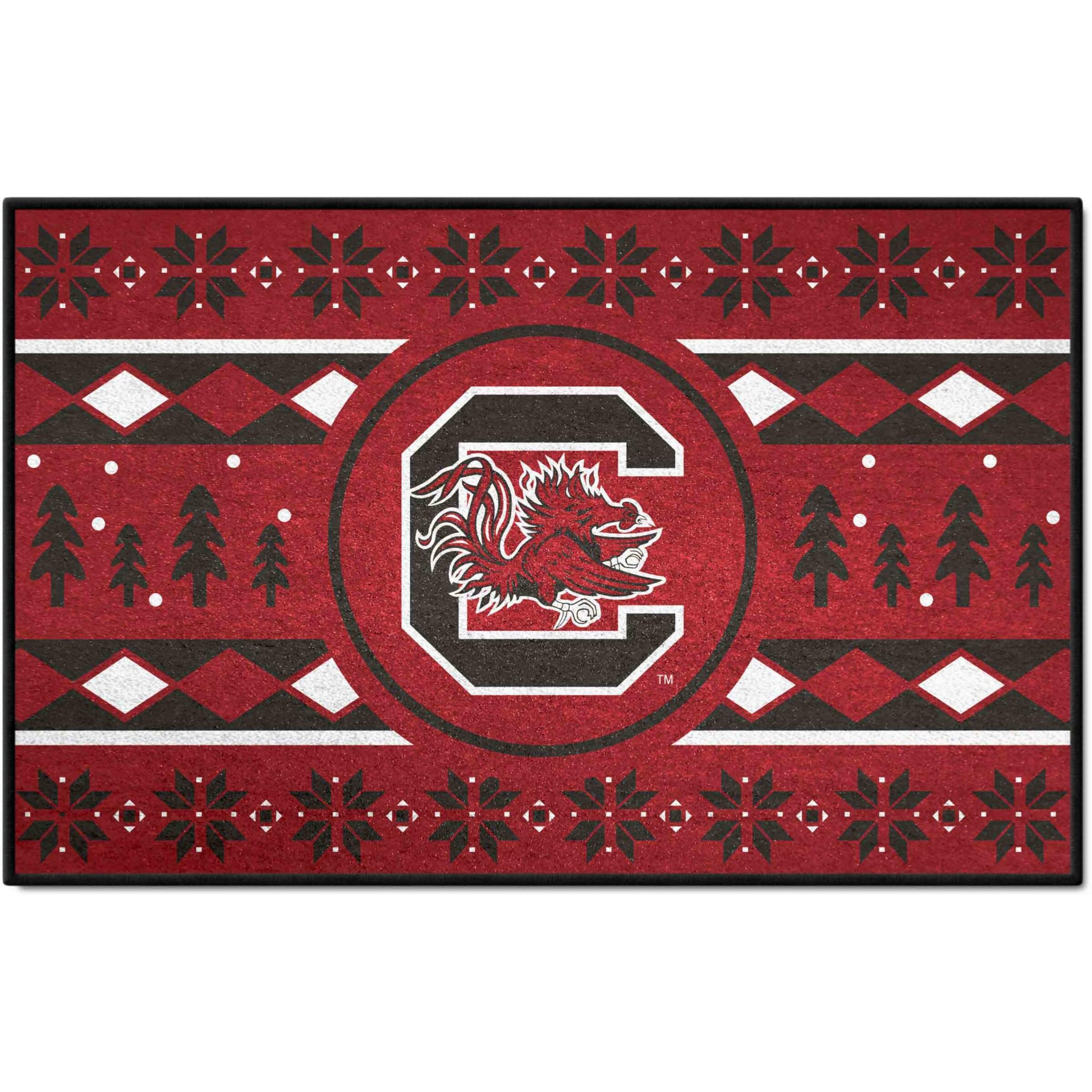 FANMATS 25850 NCAA - South Carolina Gamecocks Holiday Sweater Starter Mat Accent Rug - 19in. x 30in. | Sports Fan Home Decor Rug and Tailgating Mat