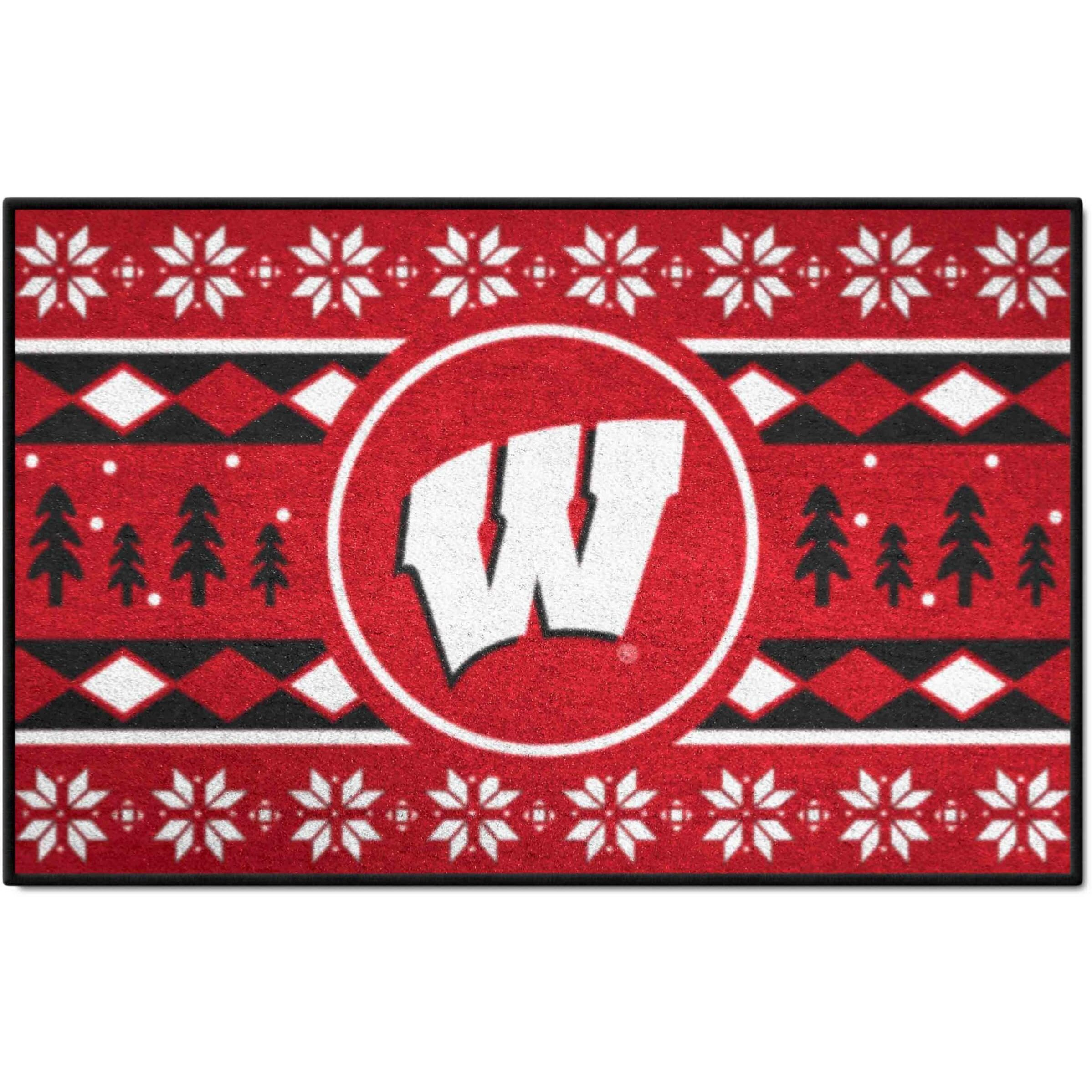 FANMATS 25856 NCAA - Wisconsin Badgers Holiday Sweater Starter Mat Accent Rug - 19in. x 30in. | Sports Fan Home Decor Rug and Tailgating Mat