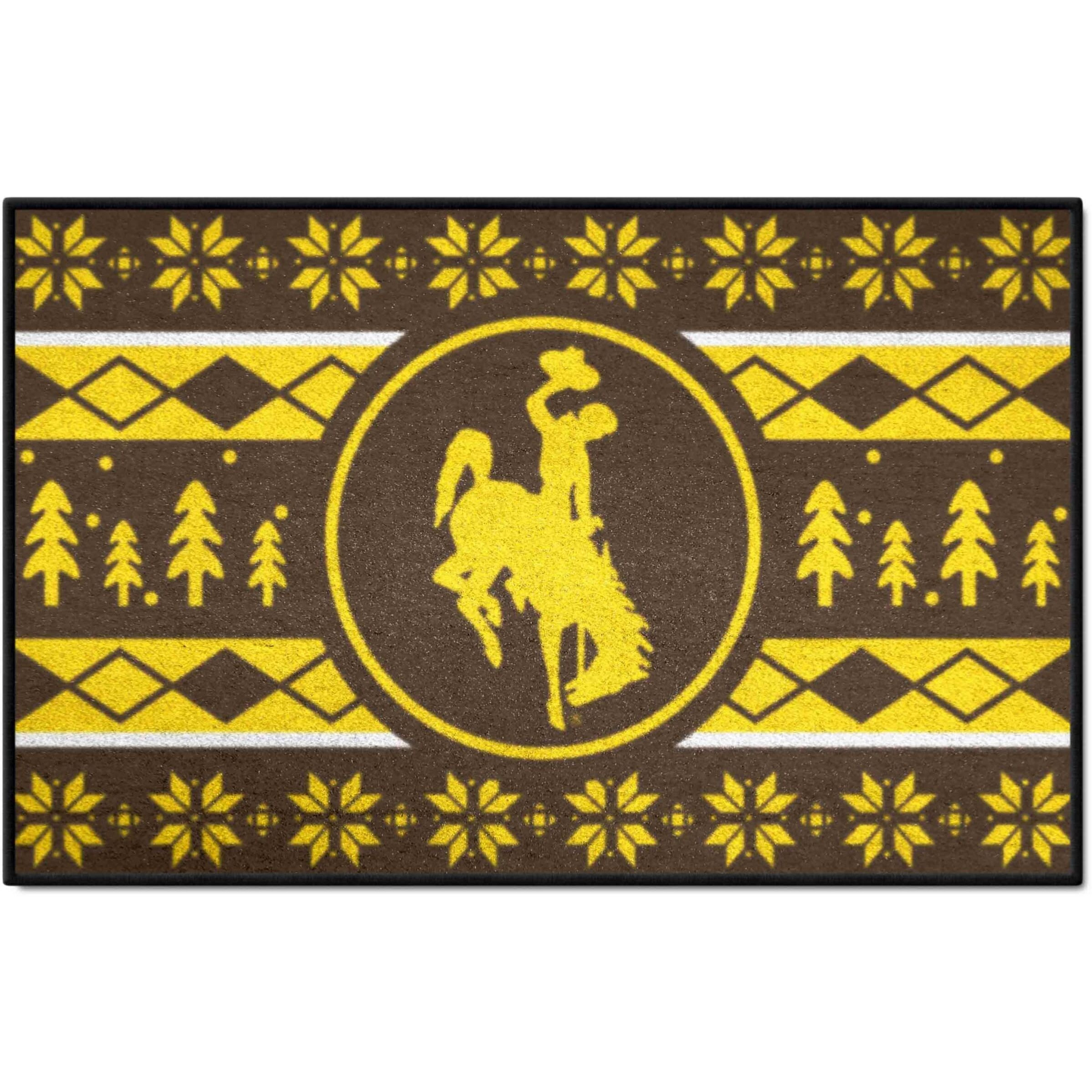 FANMATS 25857 NCAA - Wyoming Cowboys Holiday Sweater Starter Mat Accent Rug - 19in. x 30in. | Sports Fan Home Decor Rug and Tailgating Mat