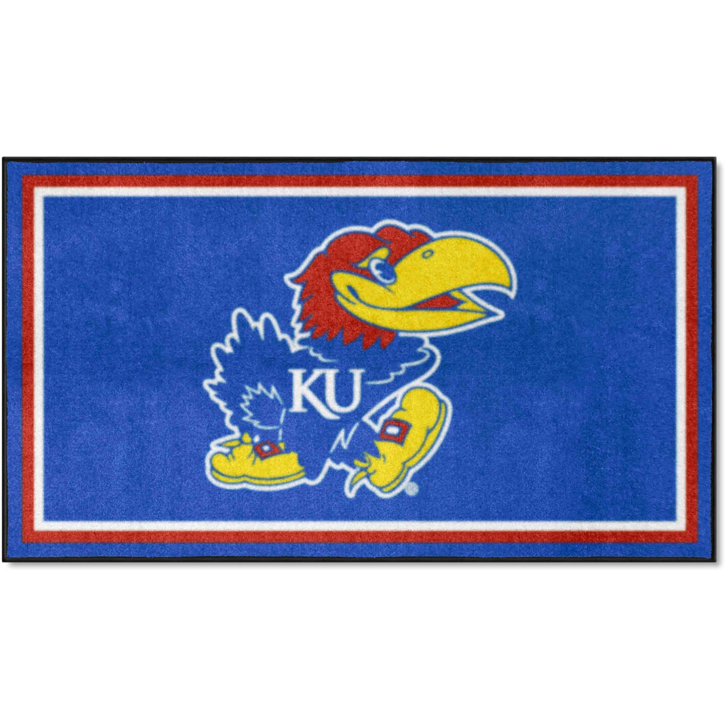 FANMATS 19772 NCAA Kansas Jayhawks 3ft. x 5ft. Plush Area Rug | Sports Fan Area Rug, Home Decor Rug and Tailgating Mat