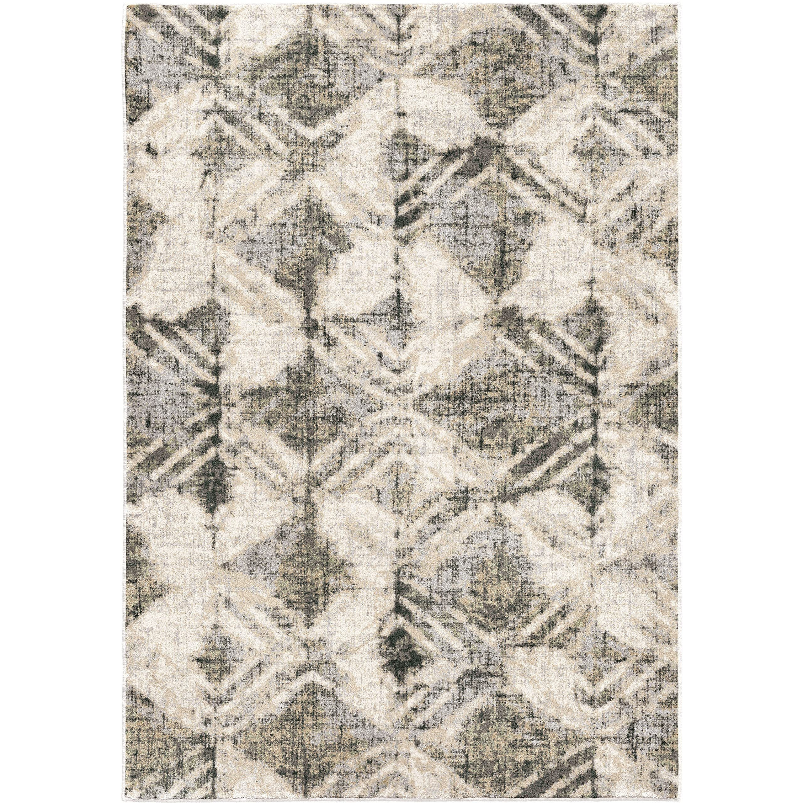 Riverstone Maverick Indoor Area Rug - 6'7" x 9'6" Cloud Grey, Geometric Diamond Distressed Design, Stain-Resistant, Easy to Clean, Durable Rug for Living Room, or Bedroom Home Decor