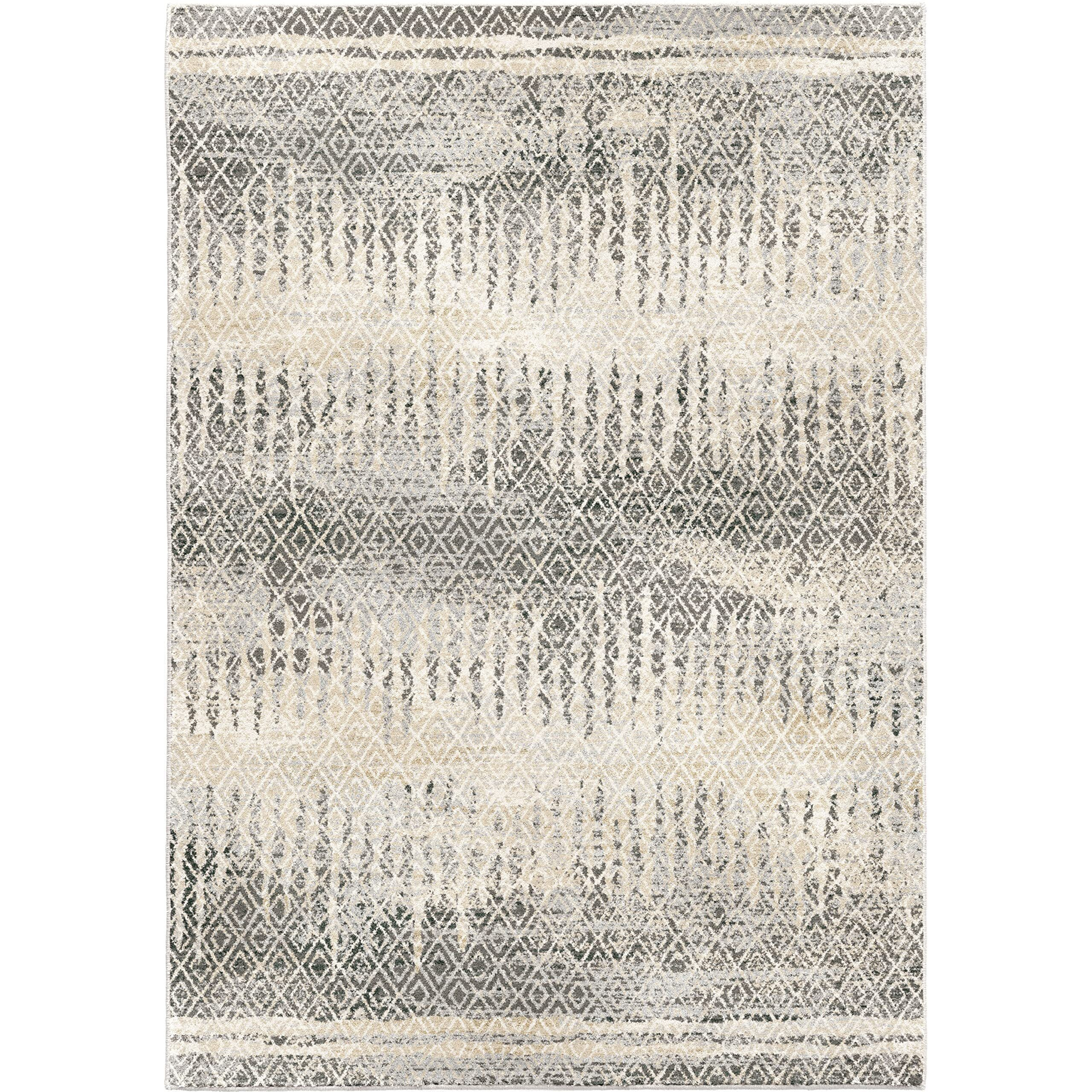 Riverstone Pinnacle Indoor Area Rug - 6'7" x 9'6" Cloud Grey, Vintage Geometric Design, Stain-Resistant, Easy to Clean, Durable Rug for Living Room, or Bedroom Home Decor