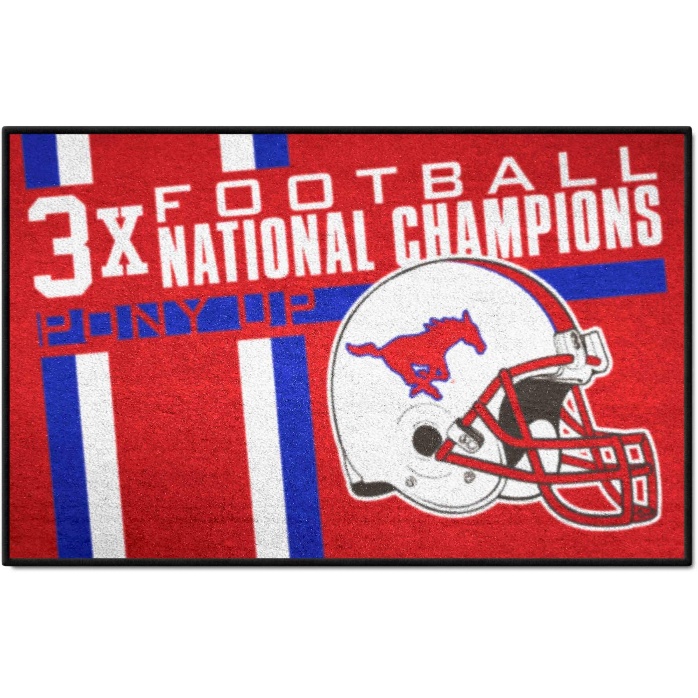 FANMATS 25945 NCAA - SMU Mustangs Dynasty Starter Mat Accent Rug - 19in. x 30in. | Sports Fan Home Decor Rug and Tailgating Mat