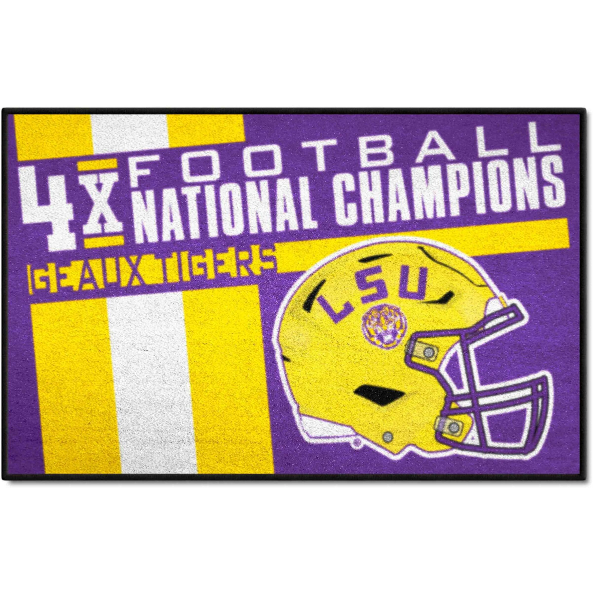 FANMATS 25938 NCAA - LSU Tigers Dynasty Starter Mat Accent Rug - 19in. x 30in. | Sports Fan Home Decor Rug and Tailgating Mat